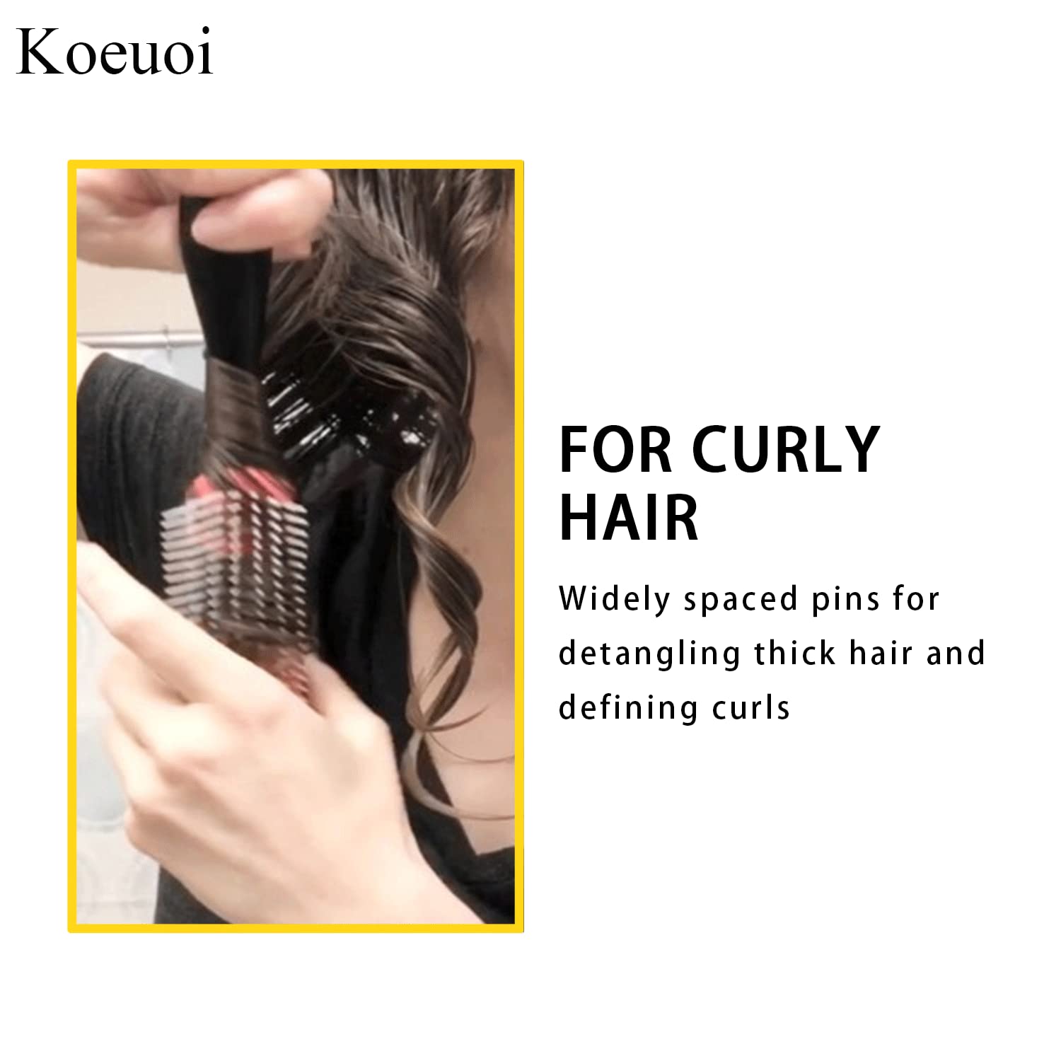 Cepillo de pelo clásico para cabello rizado húmedo o seco. Cepillo negro de 9 filas para desenredar, separar, dar forma