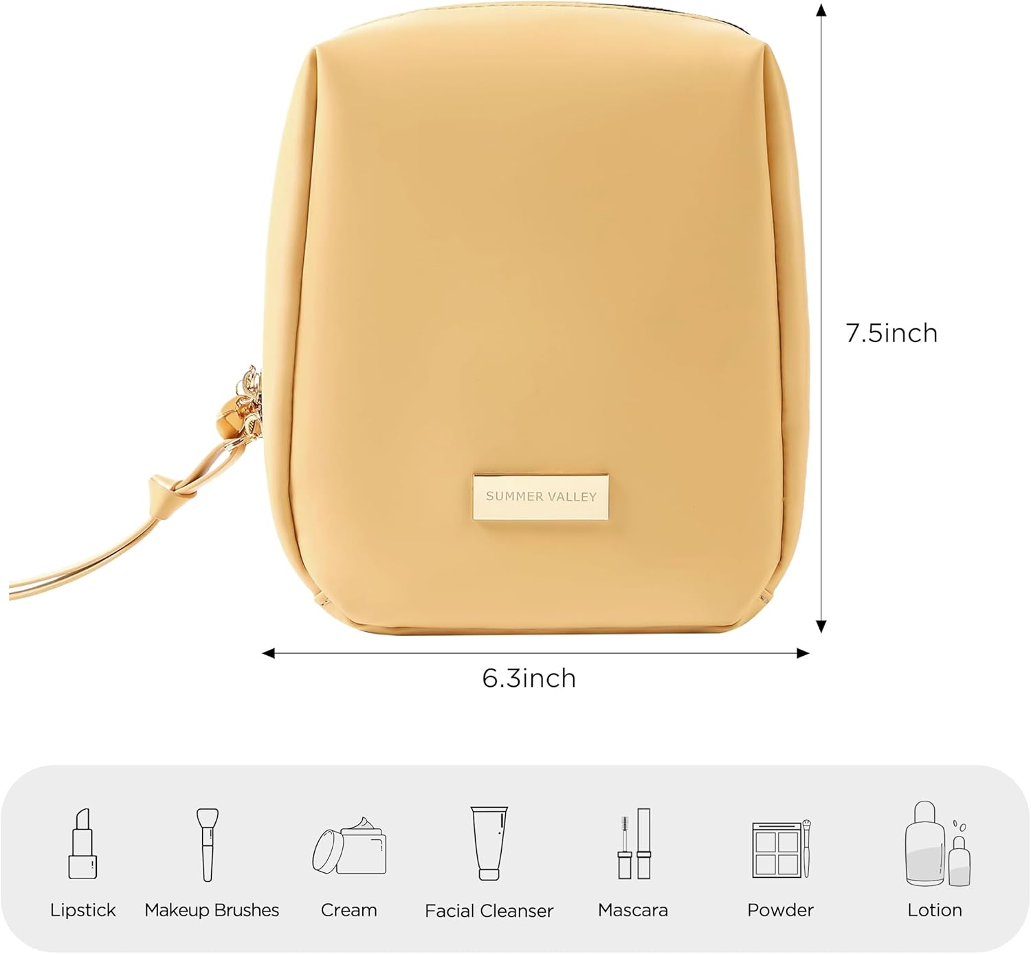 HBselect Bolsa de maquillaje de viaje, bolsa de cosméticos portátil con cremallera para mujer, elegante bolsa de cosméticos portátil para mujeres