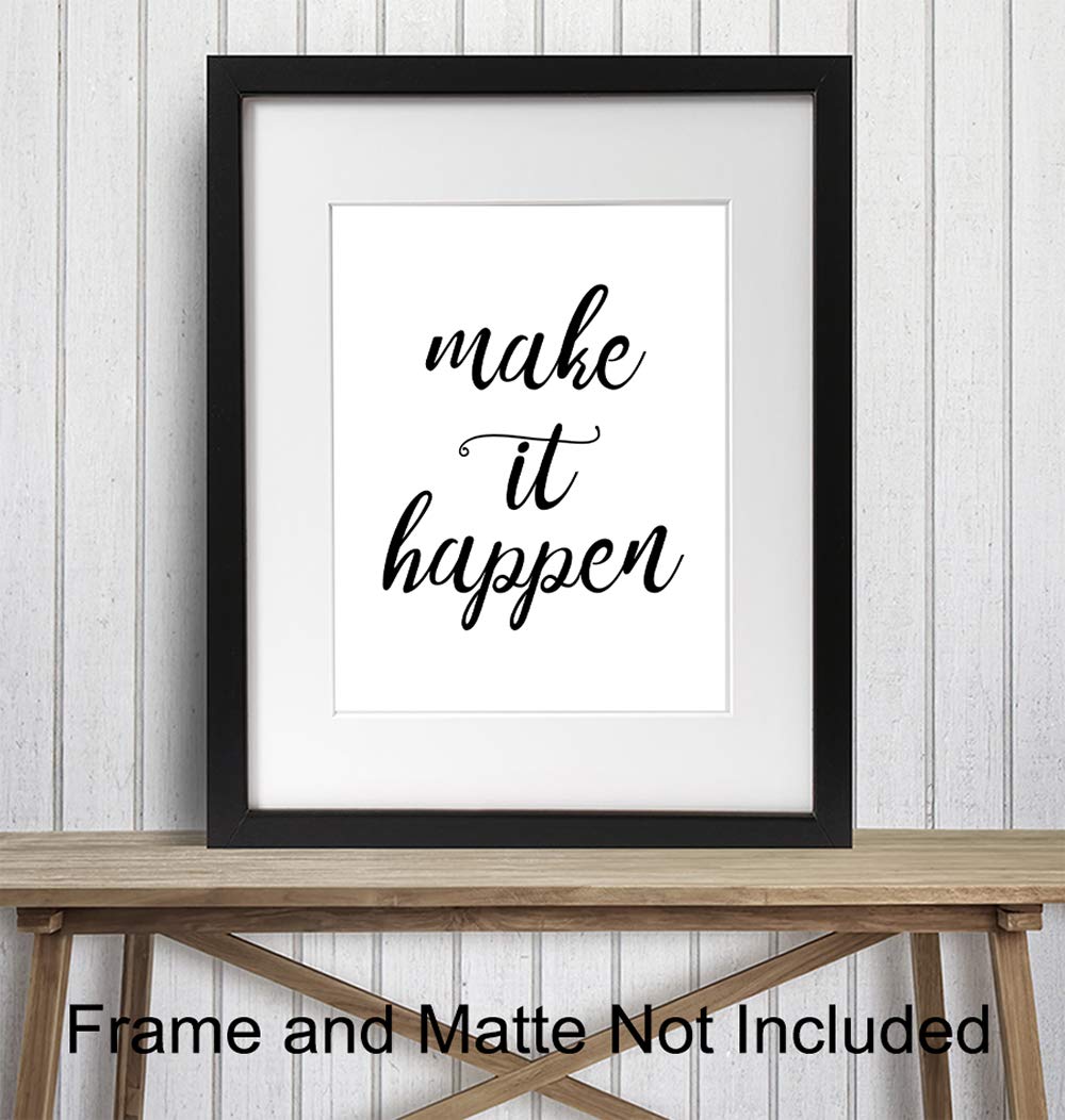 Make It Happen – Unframed Wall Art Print Typography – Perfect Affordable Gift – Motivational Quote – Great For Office and Home Decor – Ready to