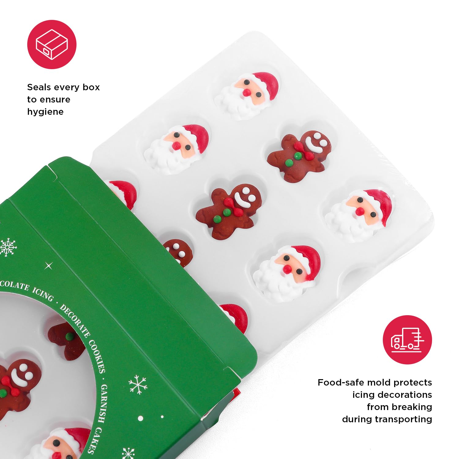 Decoraciones comestibles de galletas de Navidad, hombre de jengibre, árbol de Navidad, Papá Noel, calcetines de Navidad, chispas de muñeco de nieve