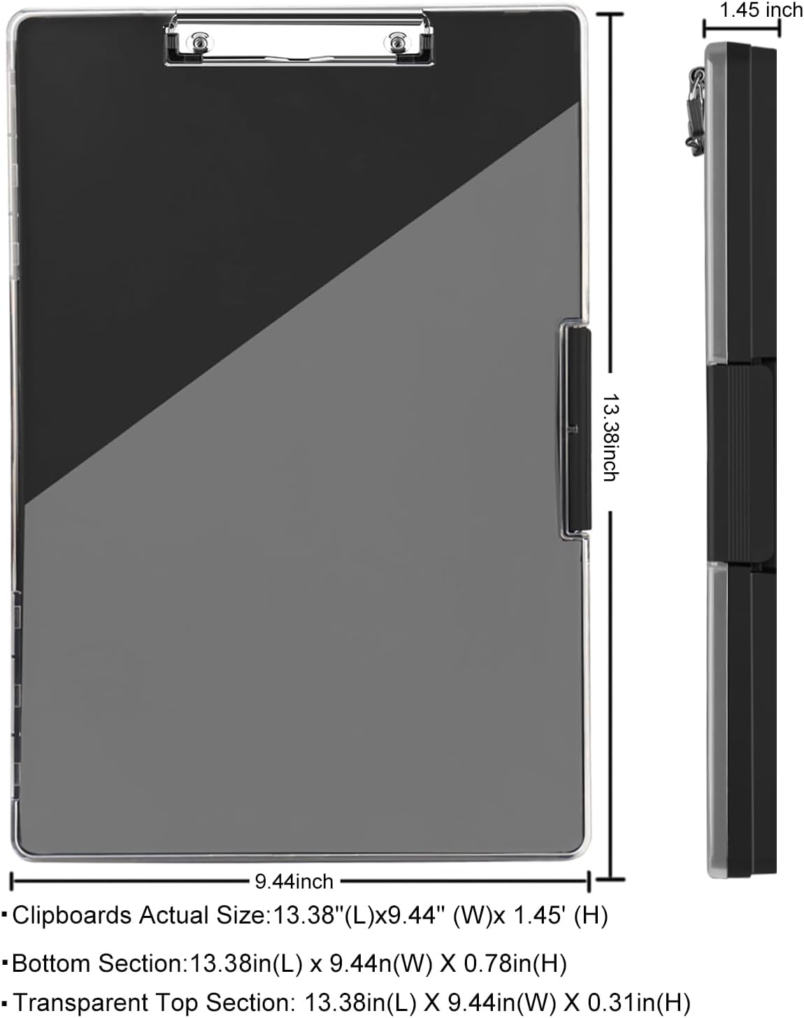 Portapapeles con almacenamiento, tablones de clip Cleaview de 8.5 x 11, con 2 fundas de almacenamiento, portapapeles de almacenamiento de panel