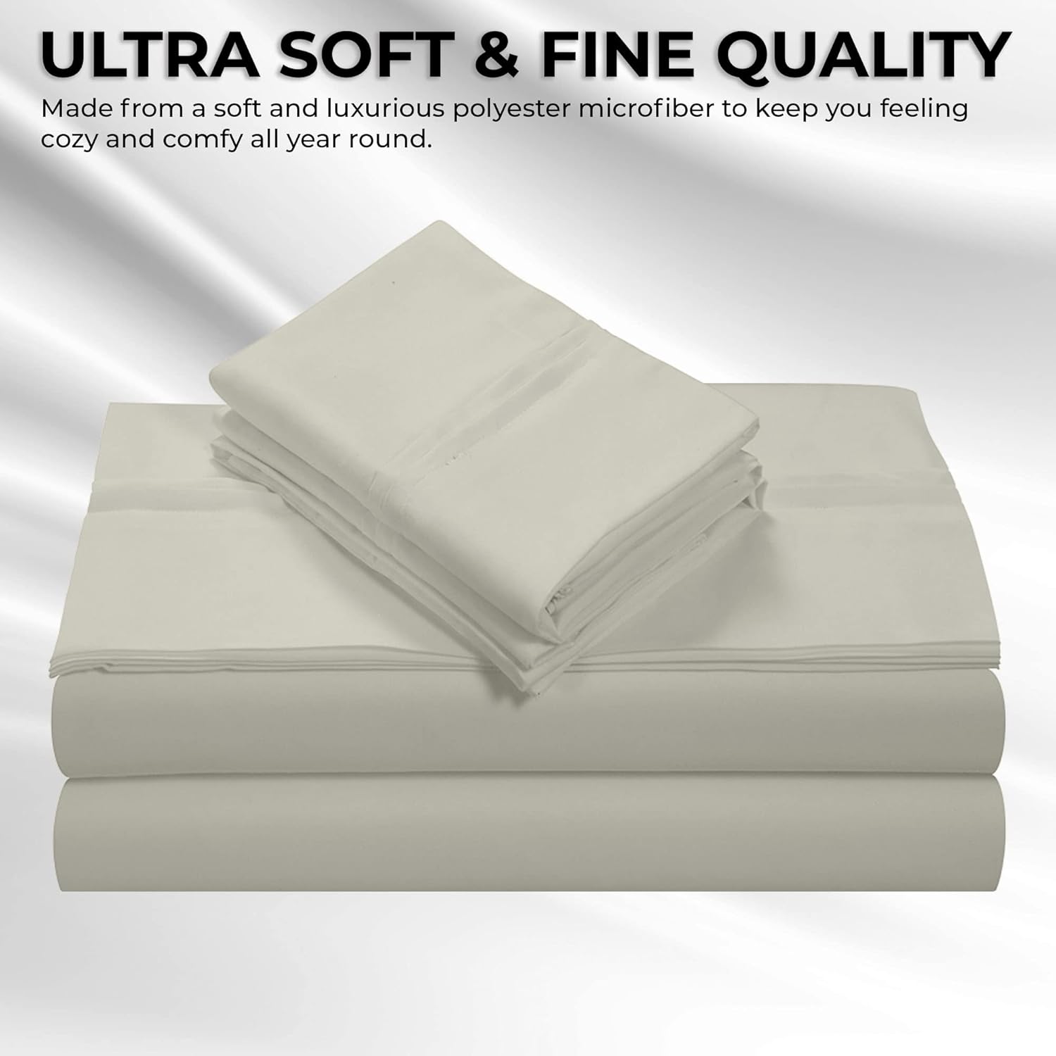 Tribeca Living Juego de sábanas de microfibra de 110 GSM con bolsillo profundo Cal King Cloud