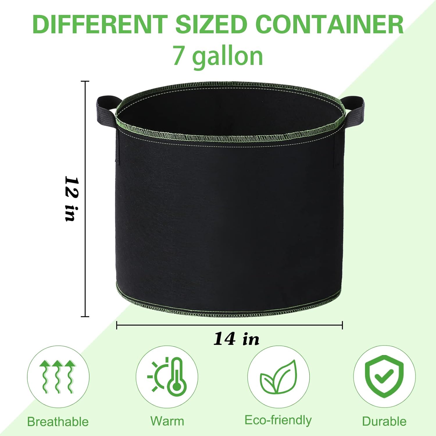 GESECE Paquete de 6 bolsas de cultivo de 7 galones, bolsas de cultivo gruesas no tejidas con asas, macetas de tela de aireación resistentes para