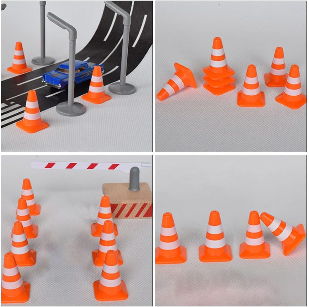 Toddmomy Mini conos de tráfico, 7 unidades, pequeños conos de construcción, mini conos de tráfico de plástico, pequeños conos de tráfico, señales de