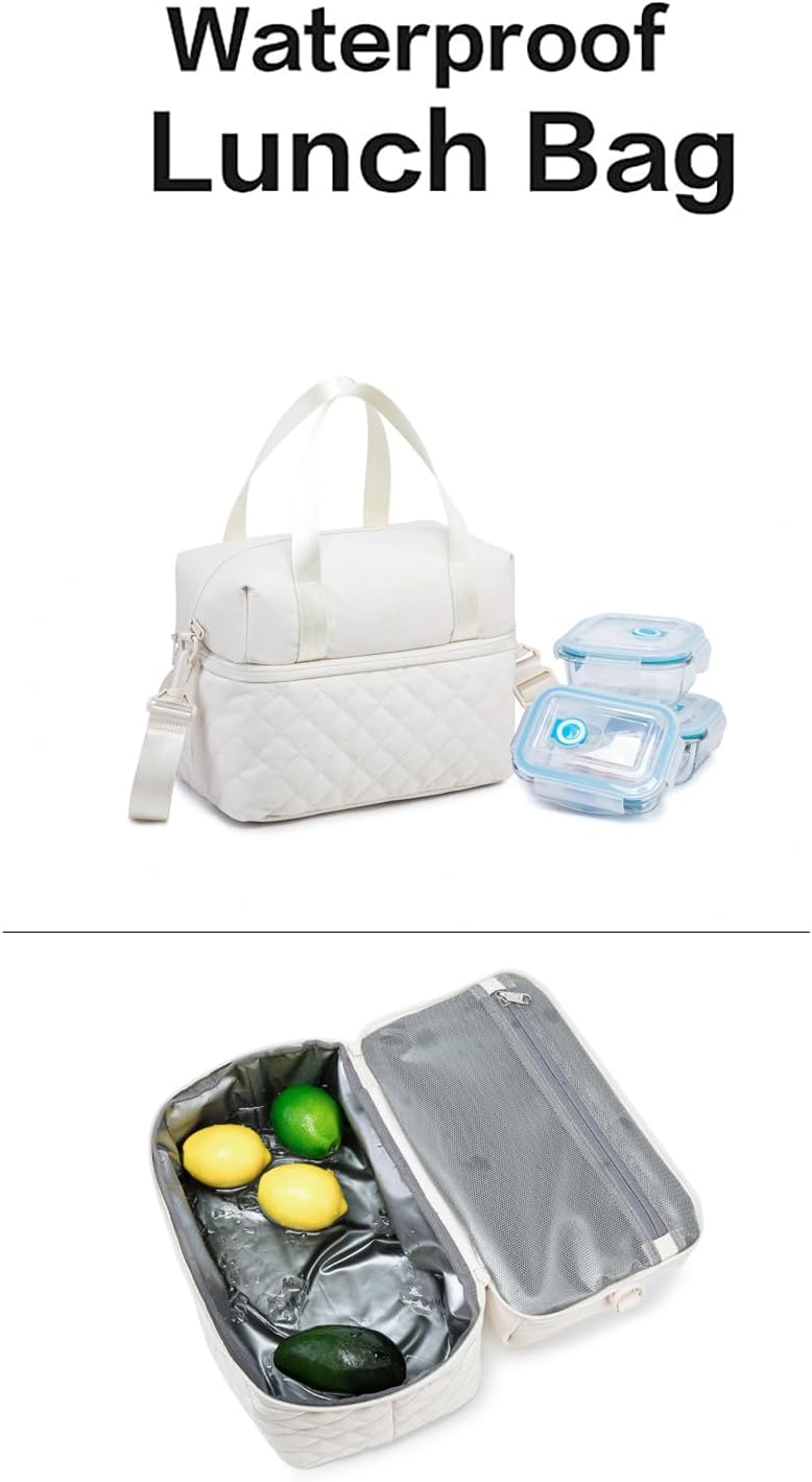 NOL Natural Organic Lifestyle Bolsa de almuerzo reutilizable para mujer, a prueba de fugas, con aislamiento medio, de nailon, con correa desmontable