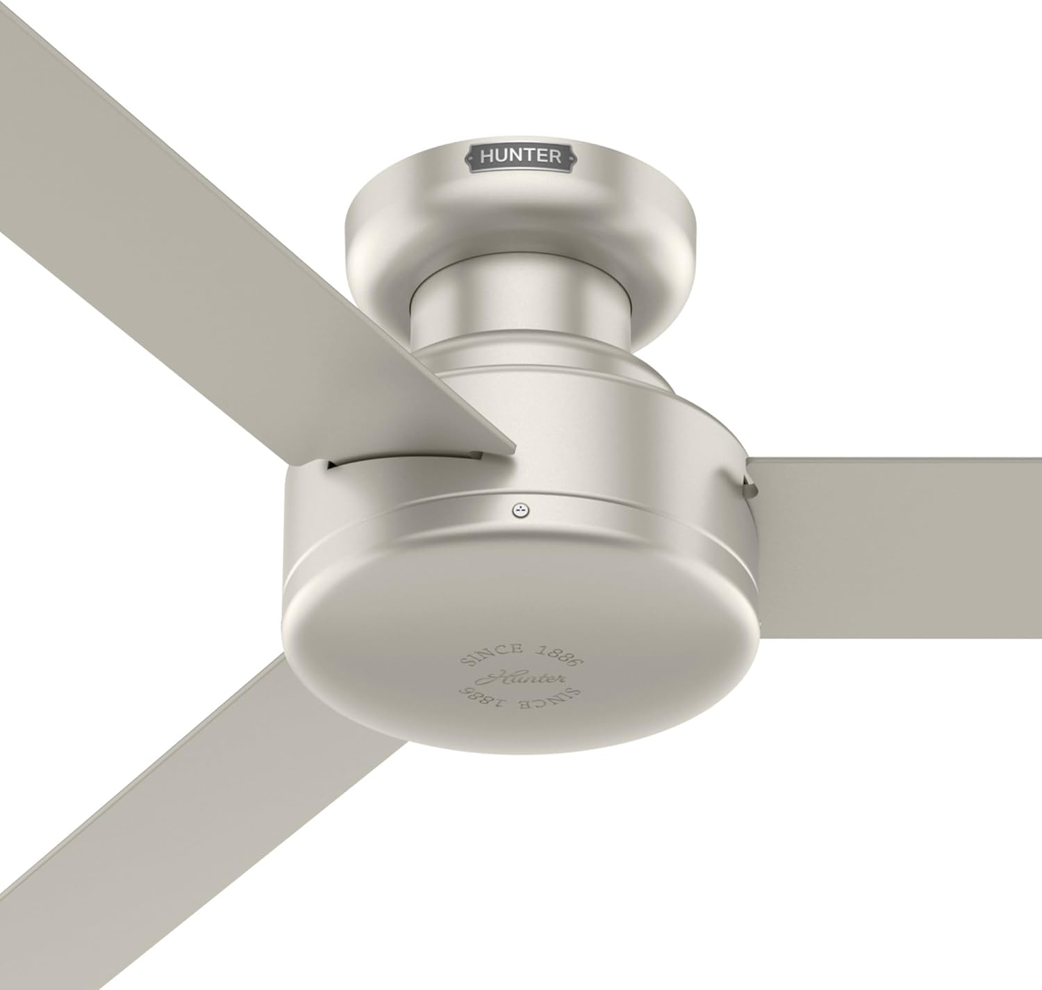 Hunter Fan Ventilador de techo de 52 pulgadas de perfil bajo en níquel mate para interiores con 3 cuchillas, regalos de vacaciones para dormitorio,