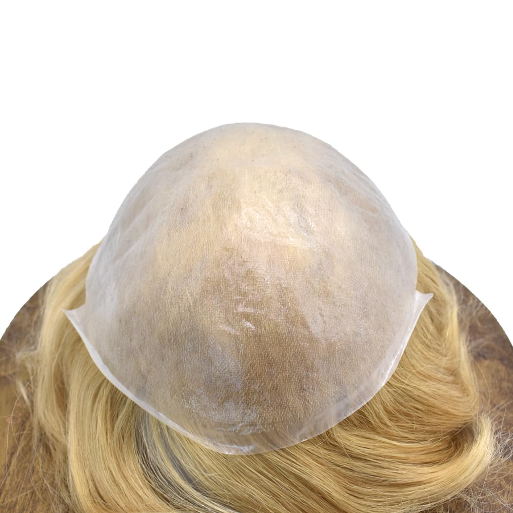 Pieza de pelo para hombre Toupee pelo humano real Toupee para hombres Piezas de pelo Sistema de reemplazo para hombres Piel ultra fina 0.002 in