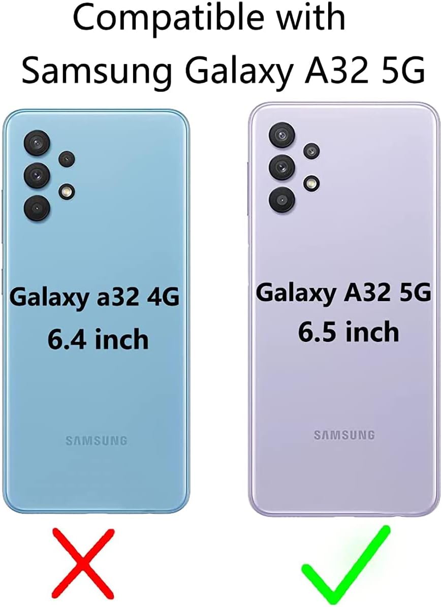 Funda de teléfono para Samsung Galaxy A32 5G de 6.5 pulgadas con protector de pantalla de vidrio templado, tarjeterotarjeterocartera, soporte para