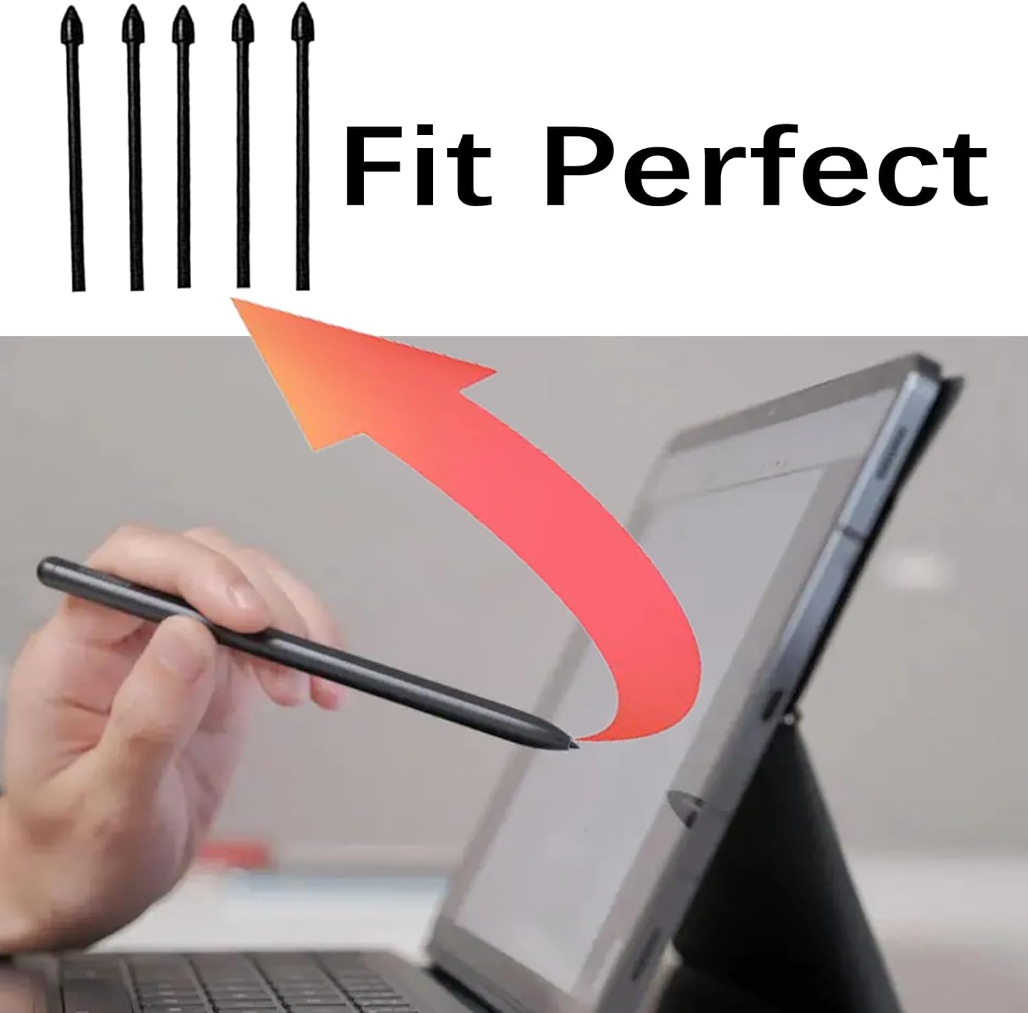Paquete de 5 puntas negras de repuesto para bolígrafo Tab S7S7+ S compatibles con Samsung Galaxy Tab S7S7 Plus S Pen Tips de repuesto + 1 pinza