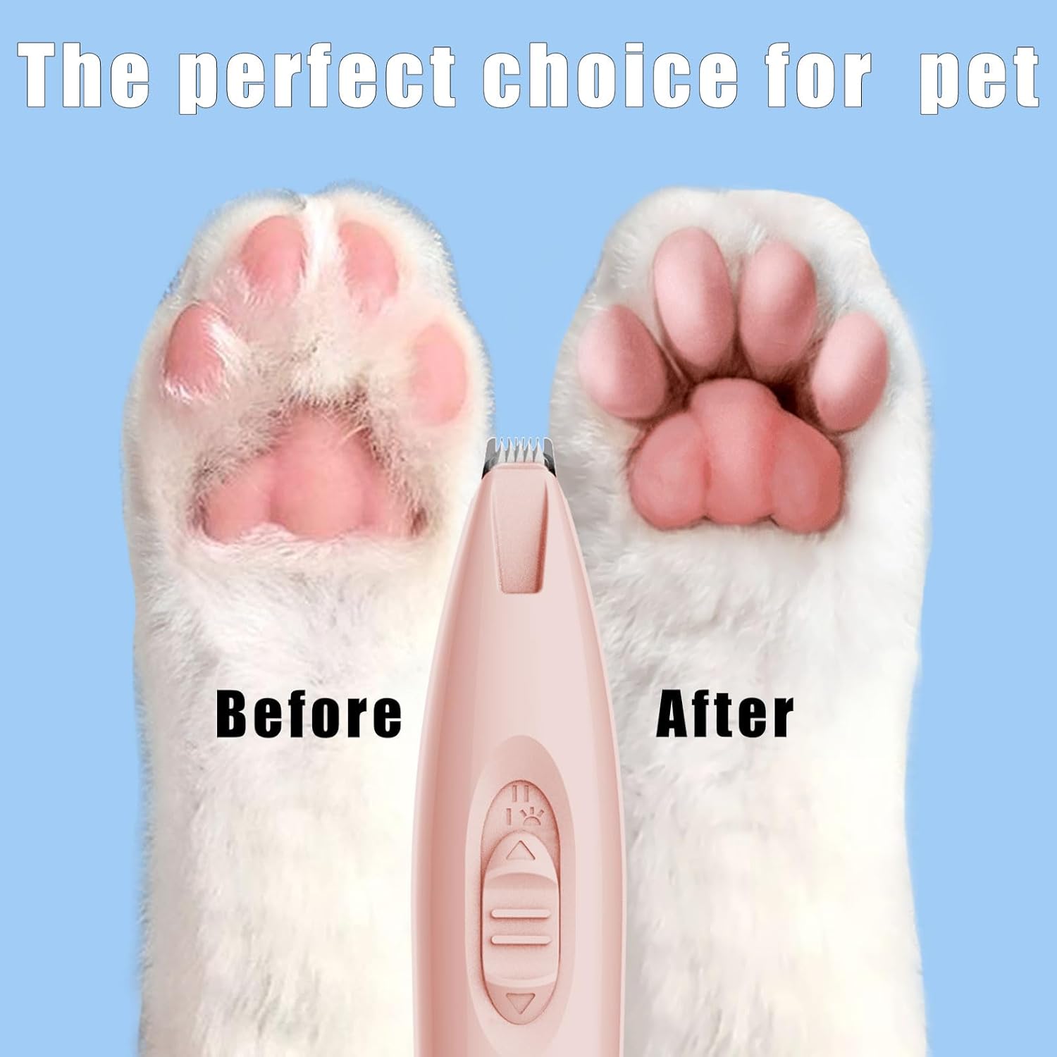 KIKETECH Recortadora de patas de perro con LED  Cortapelos de perro recargable inalámbrico de 2 velocidades, afeitadora de bajo ruido con hoja de