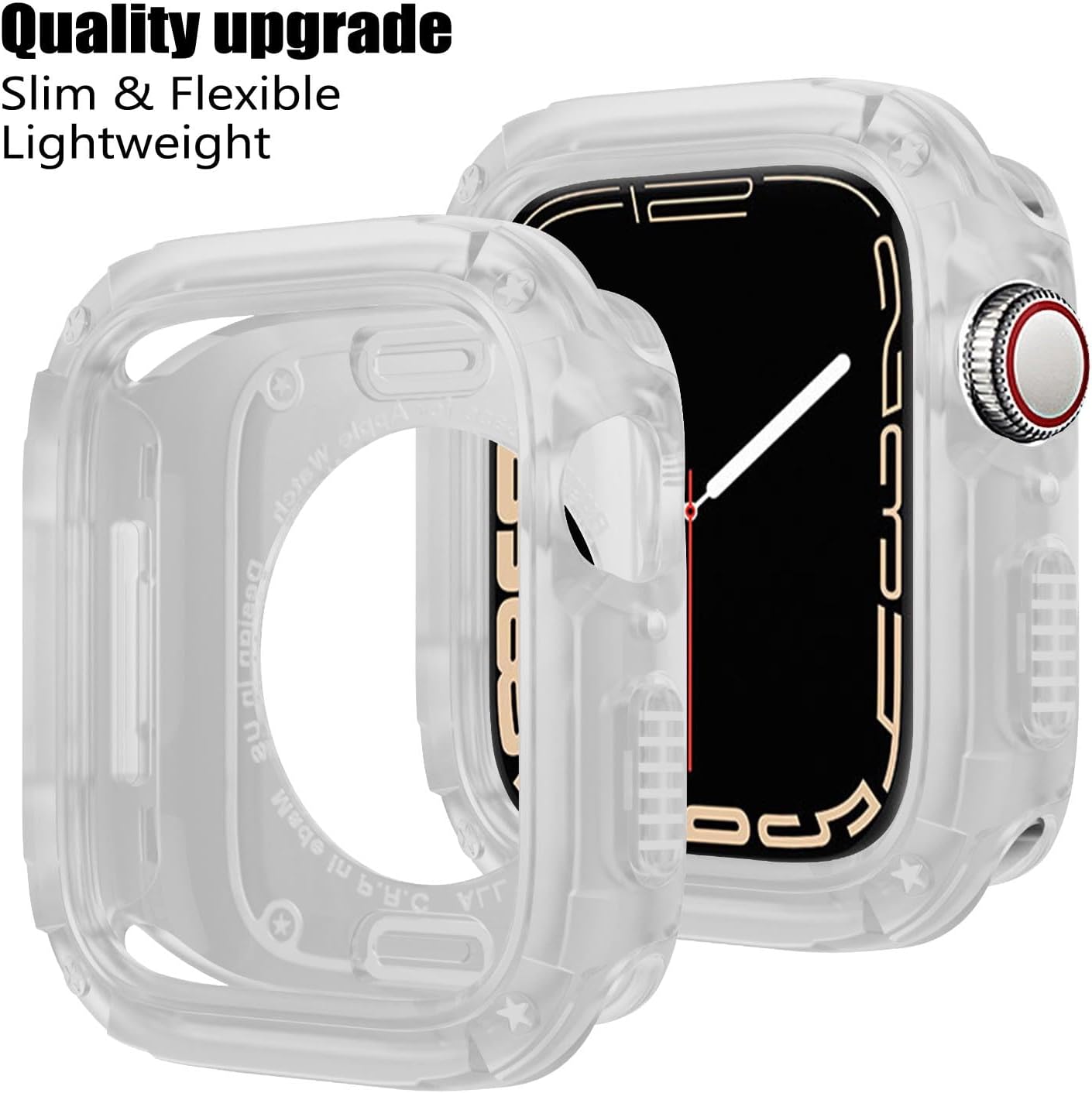 BOTOMALL Parachoques de silicona suave con cubierta de policarbonato compatible con carcasa de Apple Watch de 1.575 pulgadas, 1.614 pulgadas, Series