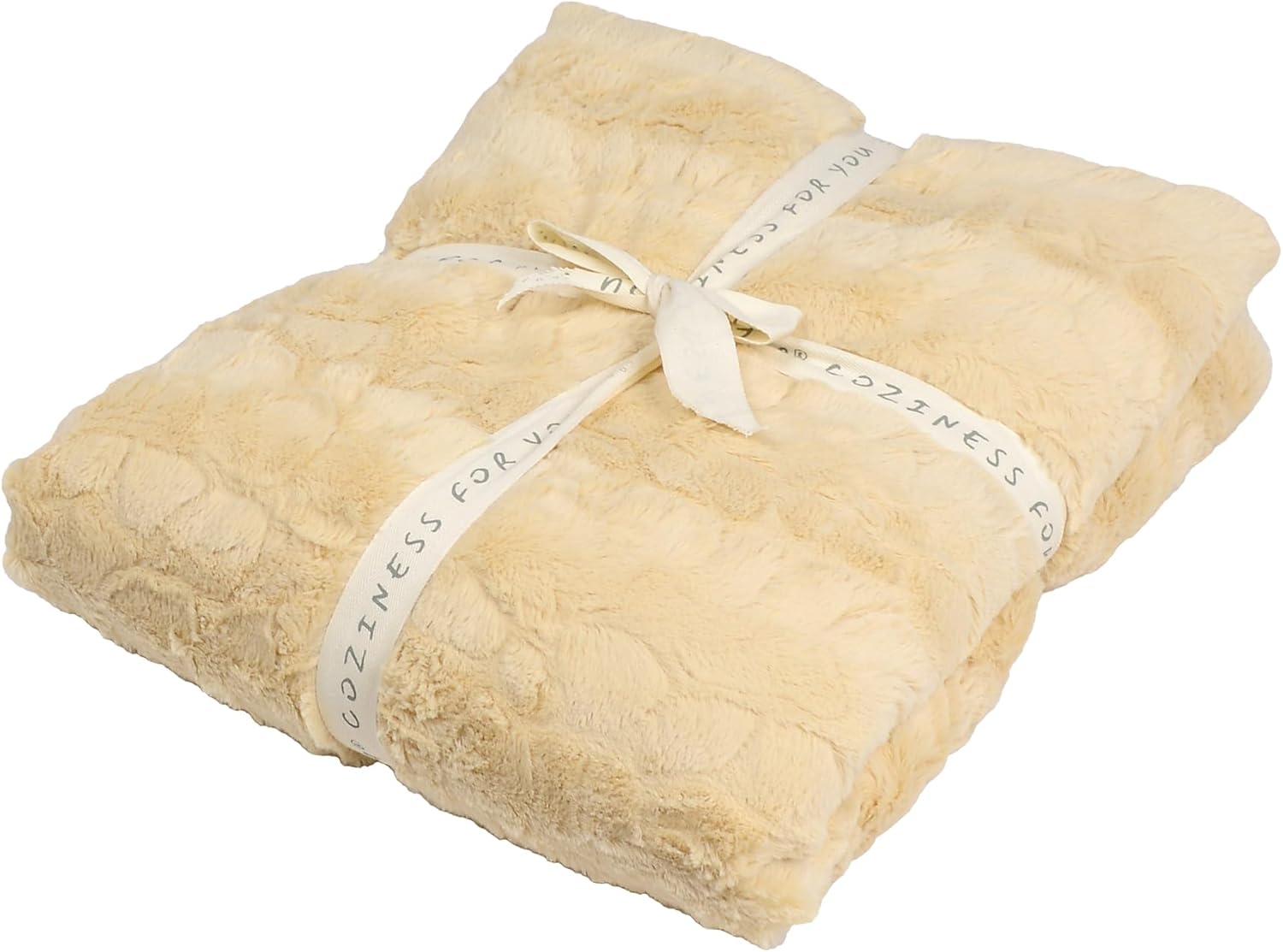 Manta de piel sintética reversible, suave y esponjosa, manta de lujo para cama, sofá y sofá, 51 x 63 pulgadas, color beige