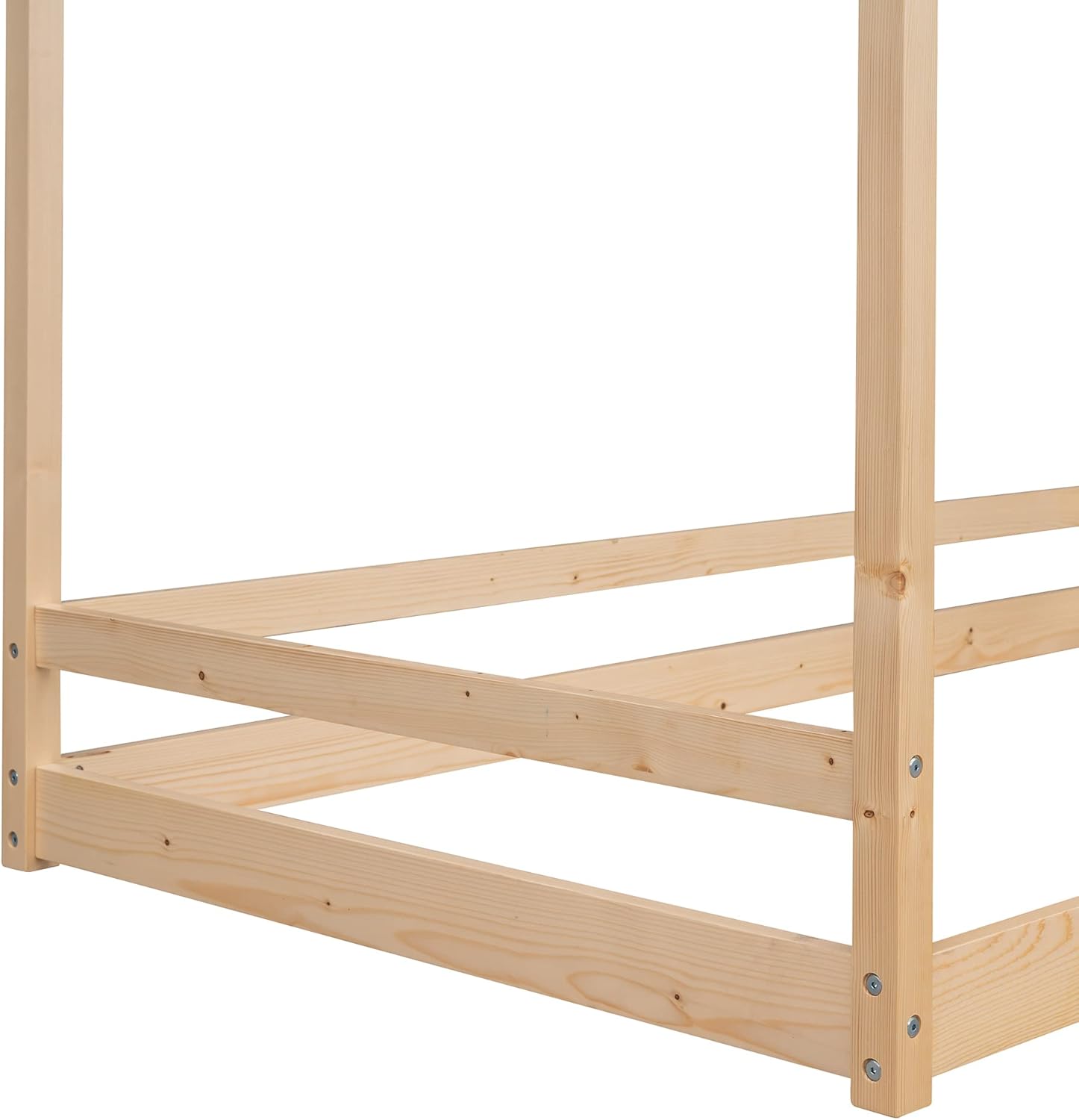 P PURLOVE Marco de cama de piso individual para niños, niñas, niños, marco de cama Montessori de tamaño individual con techo, marco de cama de