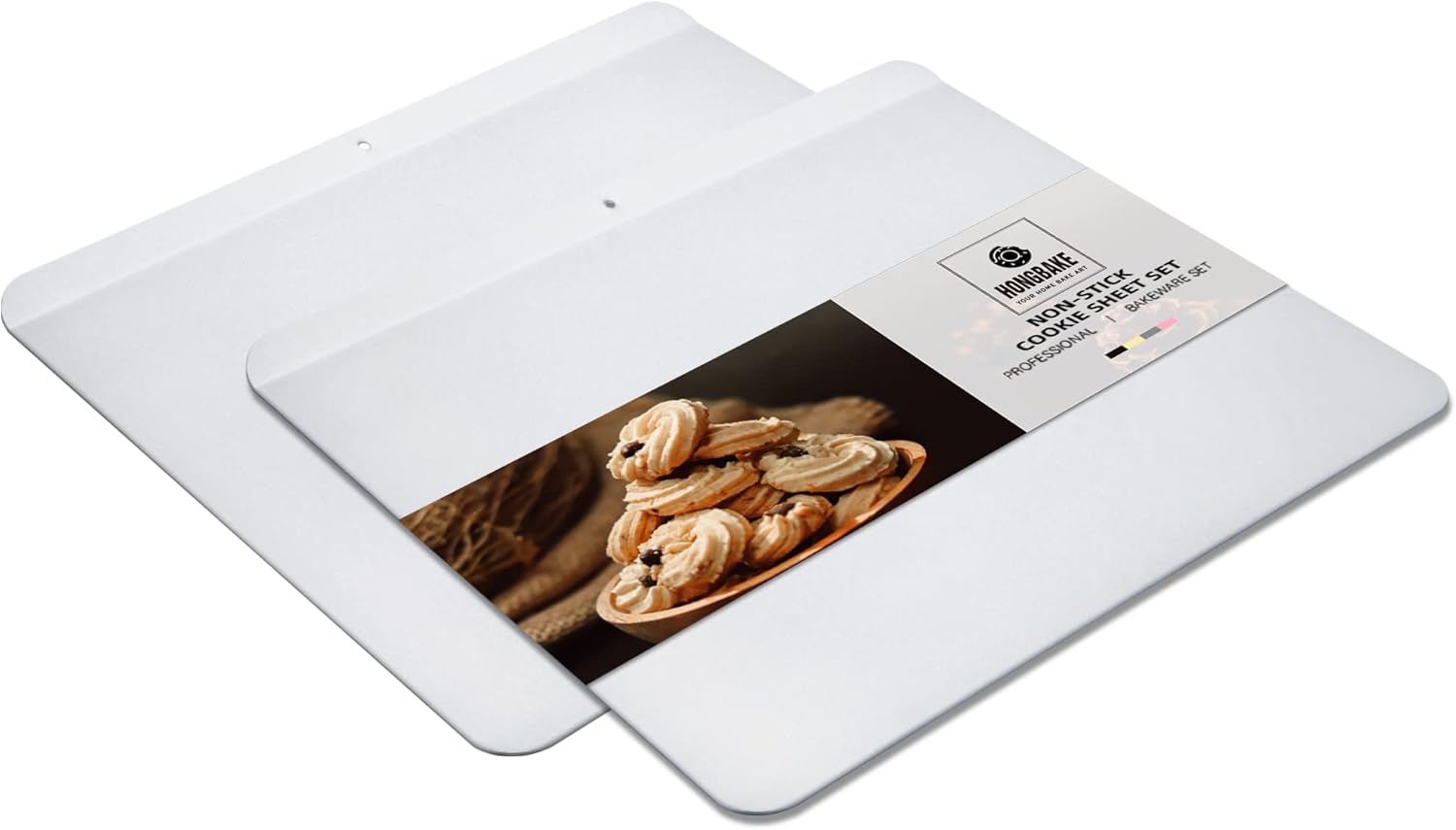 HONGBAKE 2 piezas de bandeja plana grande para galletas sin bordes, bandeja para hornear aislada antiadherente, bandejas de horno comercial para