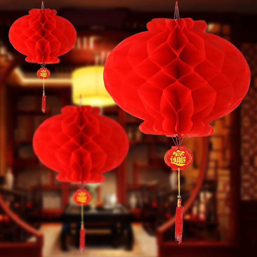 ASIAN HOME Faroles colgantes de papel rojo para festival de primavera chino, boda, celebración, festival de faroles, decoración festiva (12