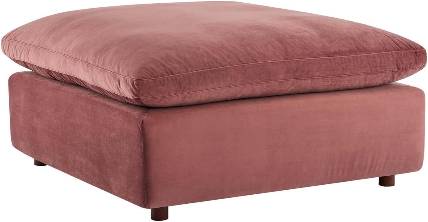 Modway Commix Sofá seccional de 6 piezas de terciopelo de alto rendimiento relleno de plumón en rosa polvoriento