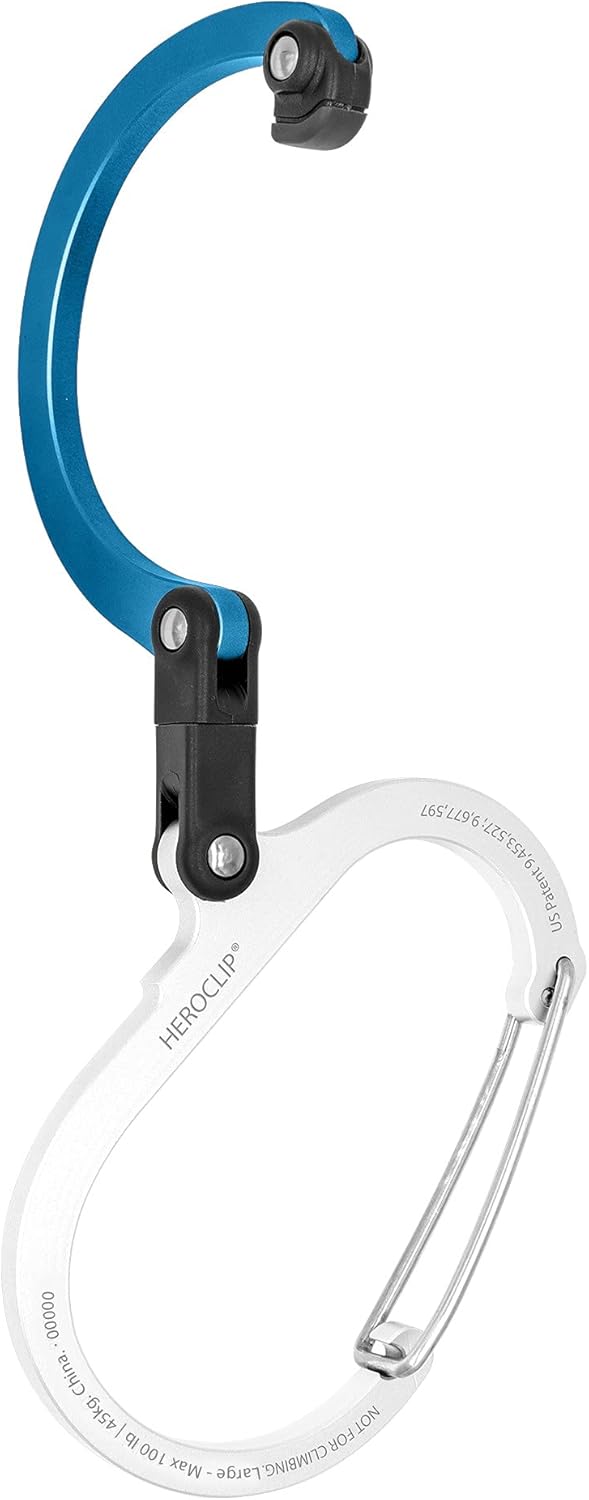 GEAR AID HEROCLIP – Mosquetón grande y gancho para colgar artículos resistentes, mochilas de campamento, maletas, kayaks, bicicletas, organización