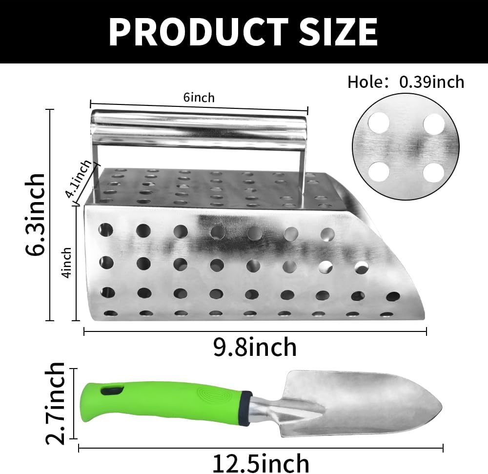 Kit de cuchara de arena de acero inoxidable, pala de arena de detección de metales de acero inoxidable – Se utiliza para la detección de metales y