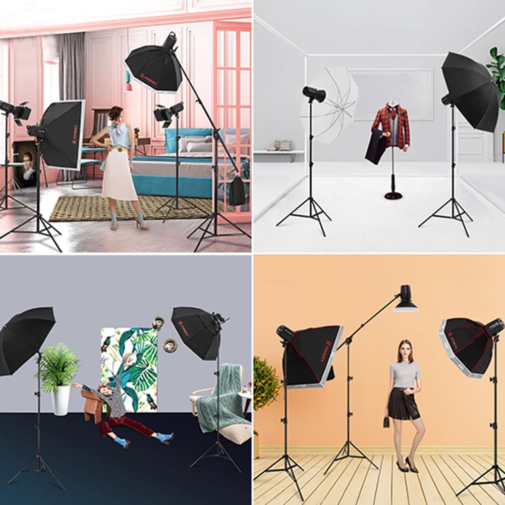 JINBEI Soporte de luz de fotografía de 7.2 pies86.6 in, trípode de metal plegable con interfaz universal estándar de 14 pulgadas para luz