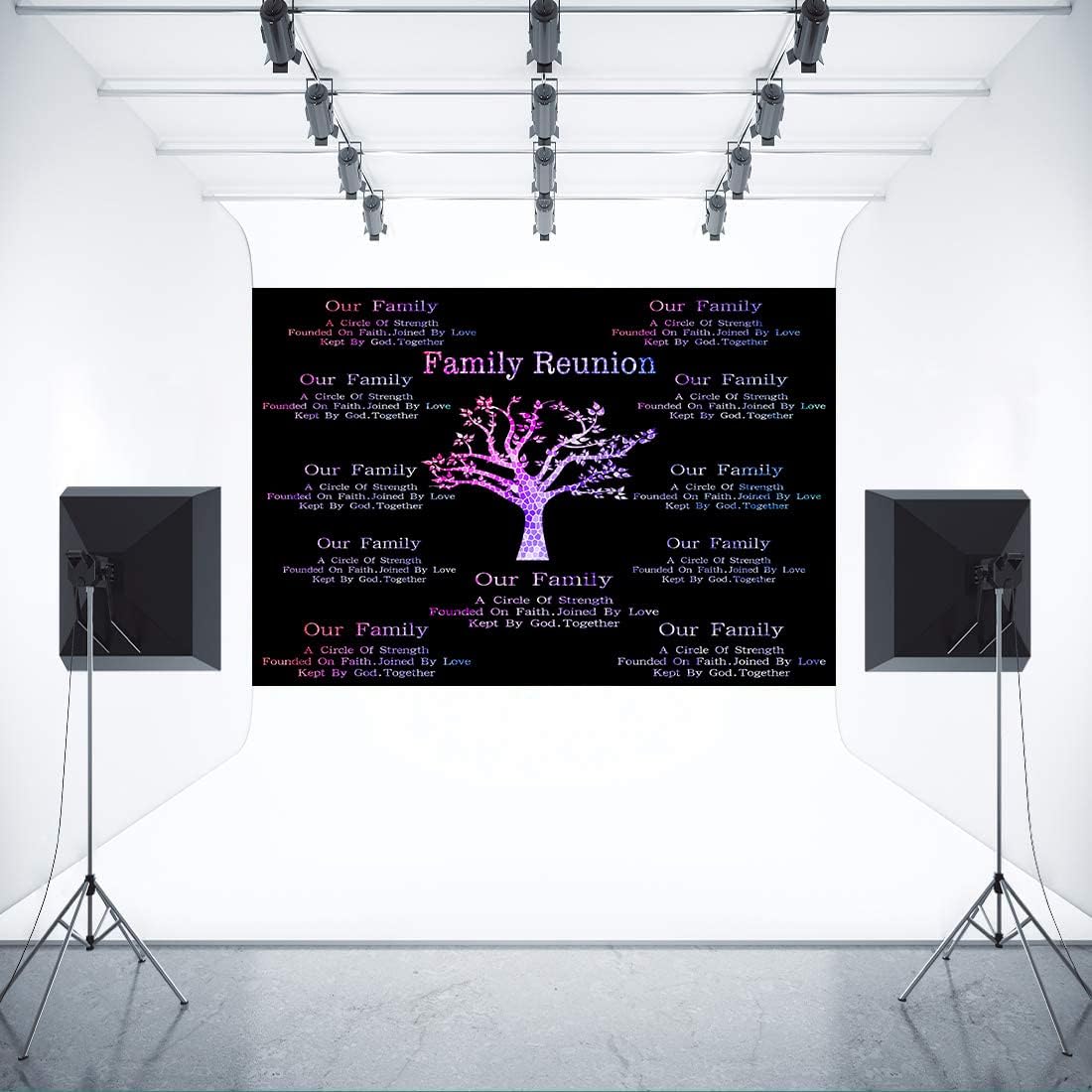 BJZSMT189 – Telón de fondo de reunión familiar de estilo morado para decoración de reunión familiar, decoración de reunión familiar, suministros de