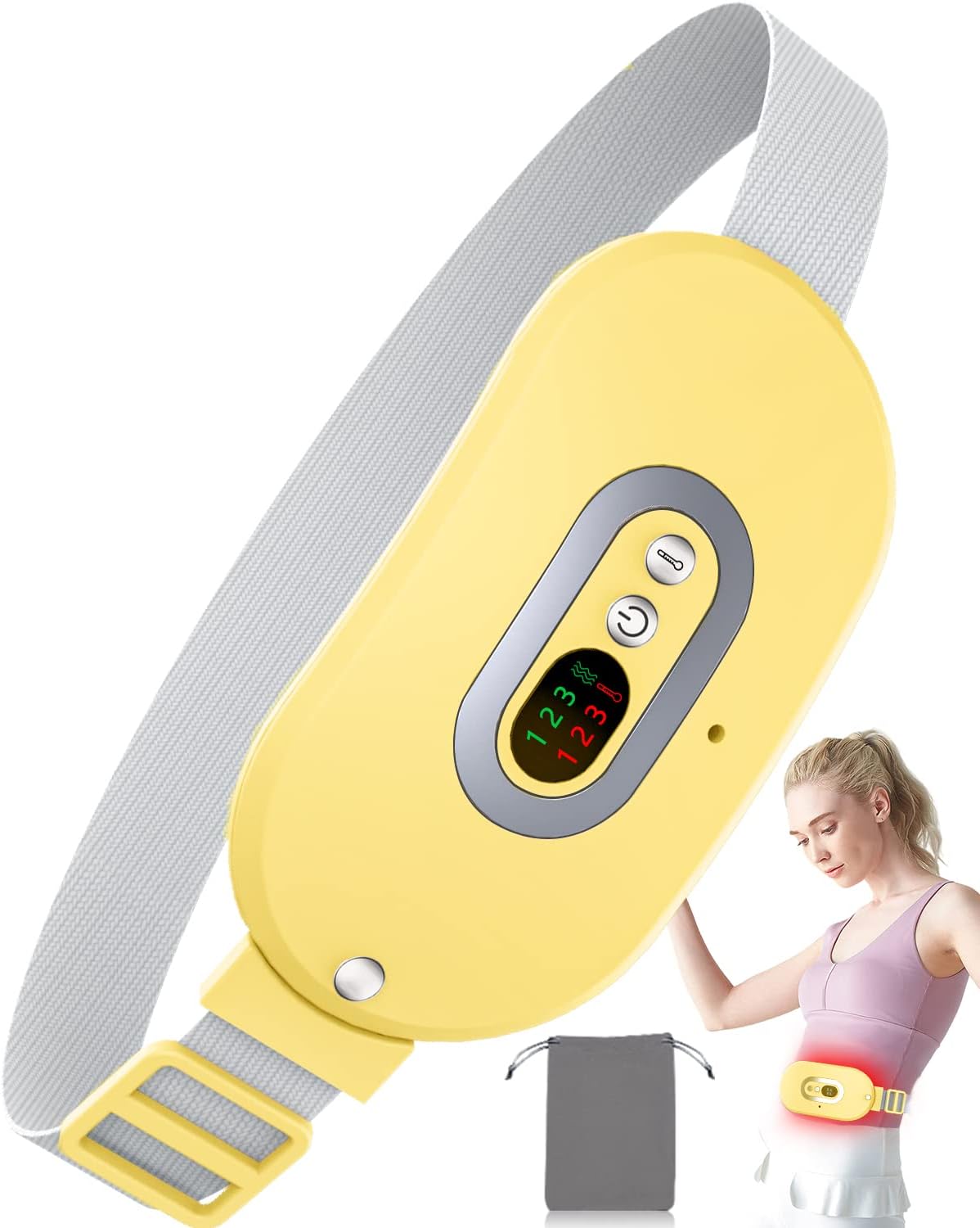 Almohadilla térmica eléctrica, almohadilla térmica menstrual portátil para calambres, almohadilla térmica inalámbrica con 3 niveles de calor, 3