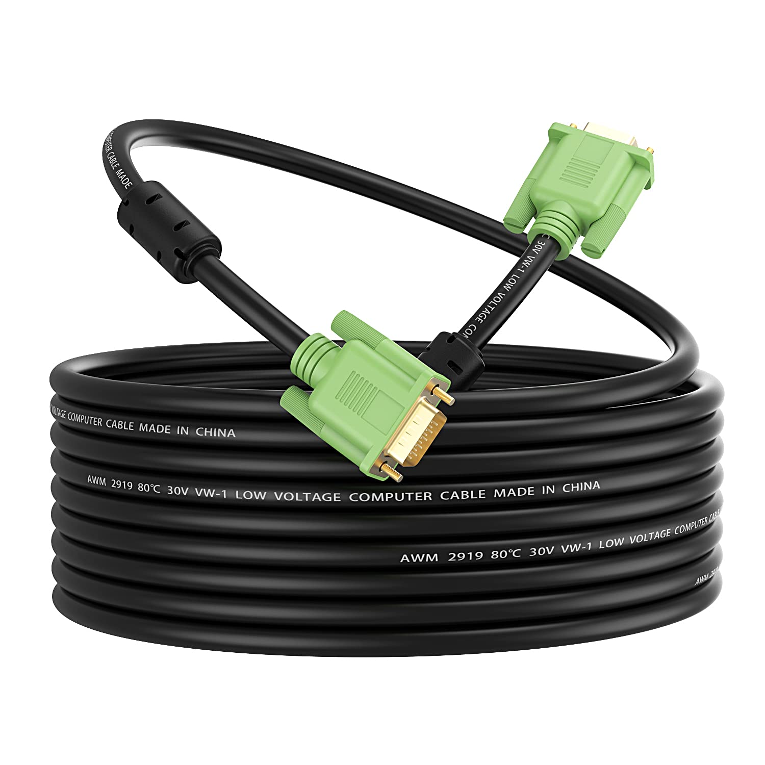 Cable VGA de 25 pies, VGA a VGA HD15 Cable de monitor para PC portátil TV proyector – 25 pies