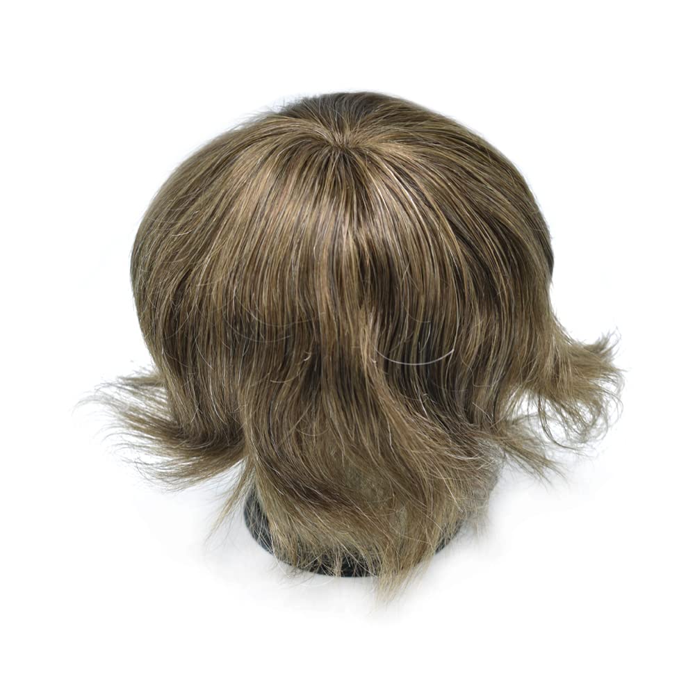 Pieza de pelo tipo tupé para hombres, encaje suizo suave, cabello humano real, tupé para hombres, unidades de cabello con nudo blanqueado, sistema