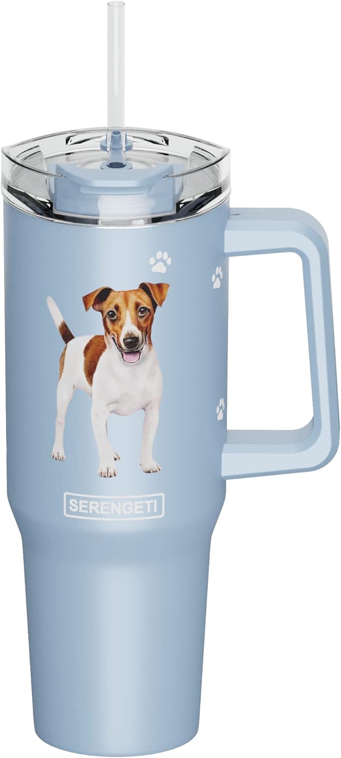 SERENGETI Ultimate – Vaso de 40 onzas con asa y pajilla, vaso aislado al vacío con popote y tapa, taza de viaje de acero inoxidable para amantes de