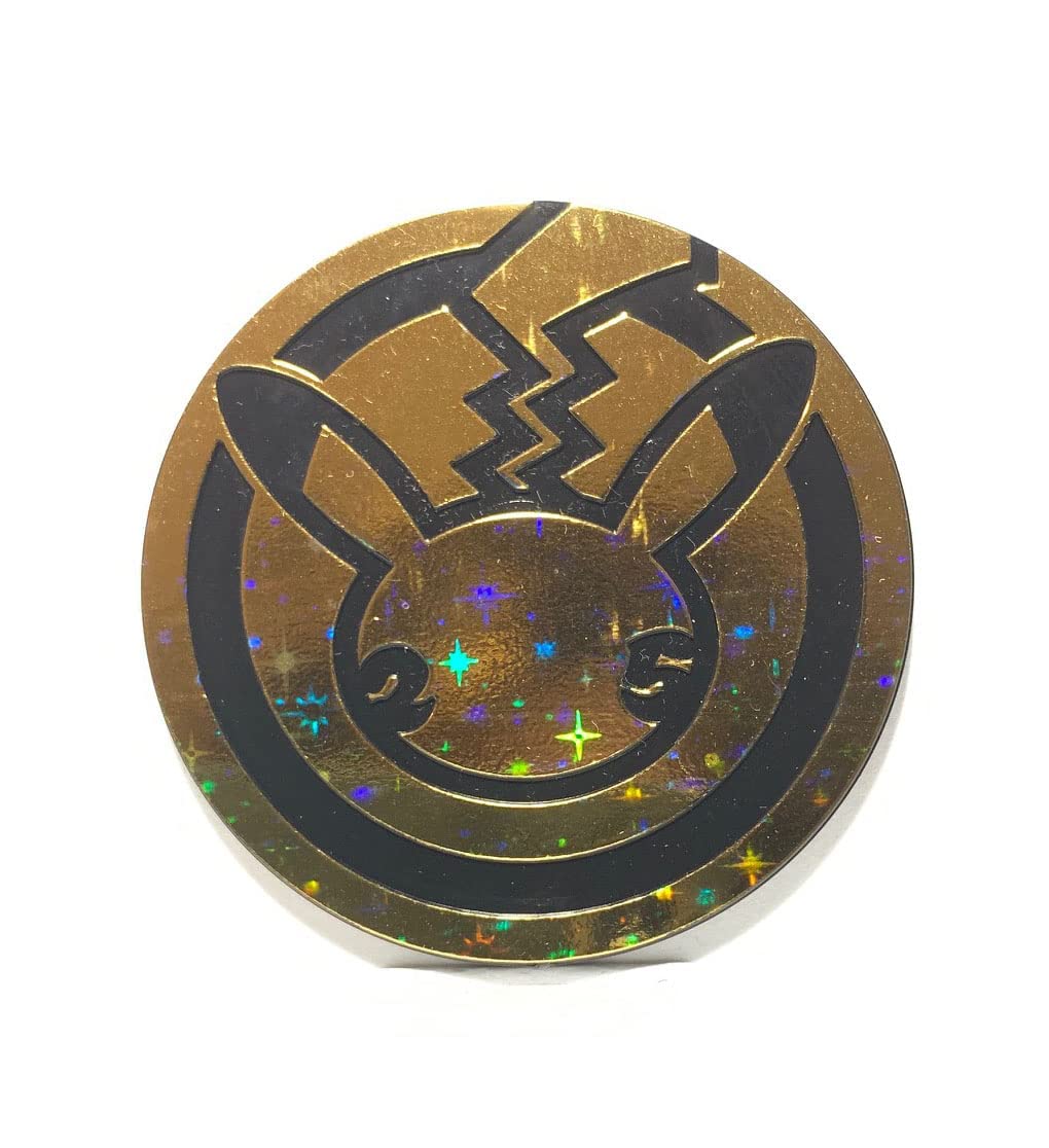 Pikachu Pokemon Coin – 25 aniversario – Tamaño Jumbo – Color dorado metálico