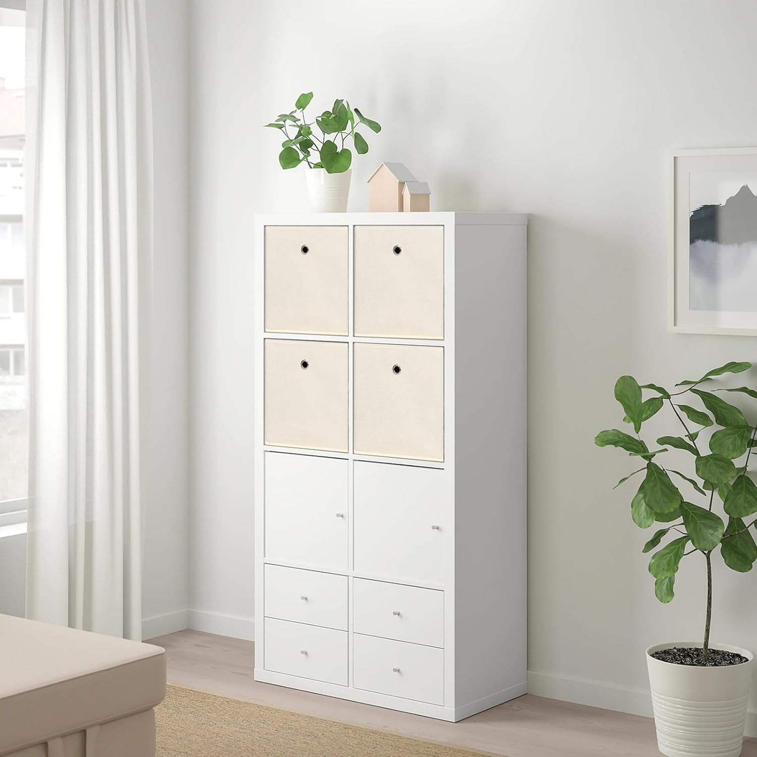 Cubo de almacenamiento, cubo de tela de 11 pulgadas con asas, cestas plegables para estantes, cajones, baño, organizadores de armario y