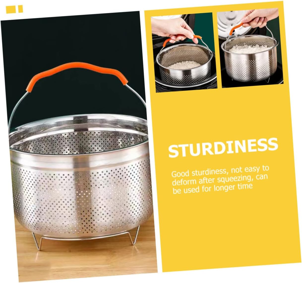 HOMSFOU Vaporizador de arroz de acero inoxidable para verduras, cesta de vapor, estantes de vapor, para bolas de masa, colador de metal, ensalada,