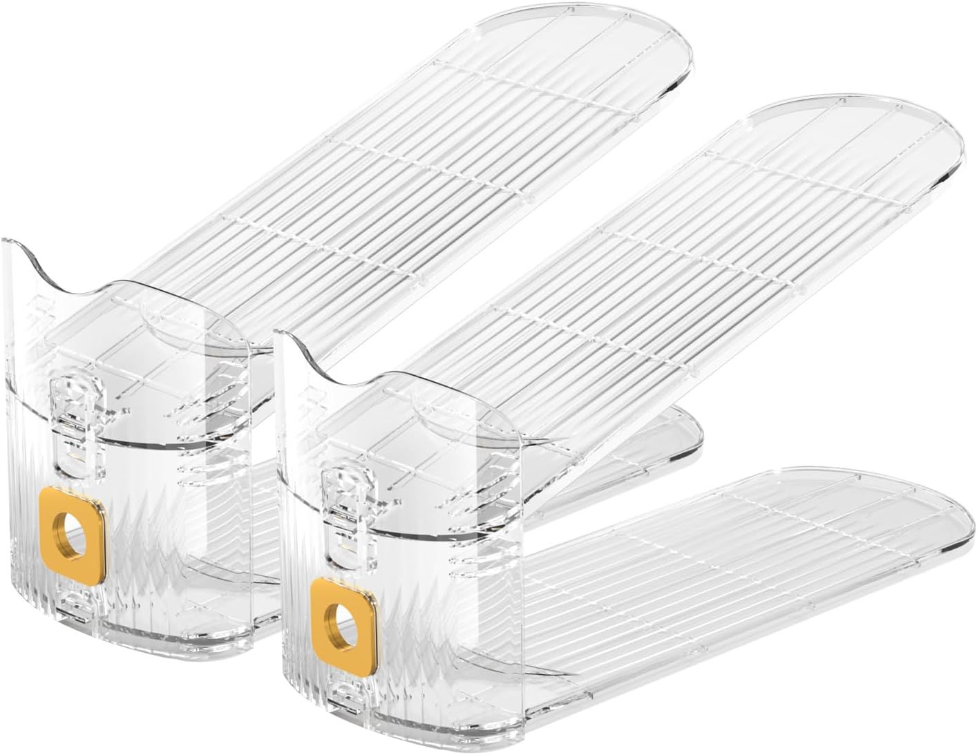 Organizador de ranuras transparentes para zapatos, apilador de zapatos ajustable, espacio pequeño, organizador de almacenamiento de zapatos para