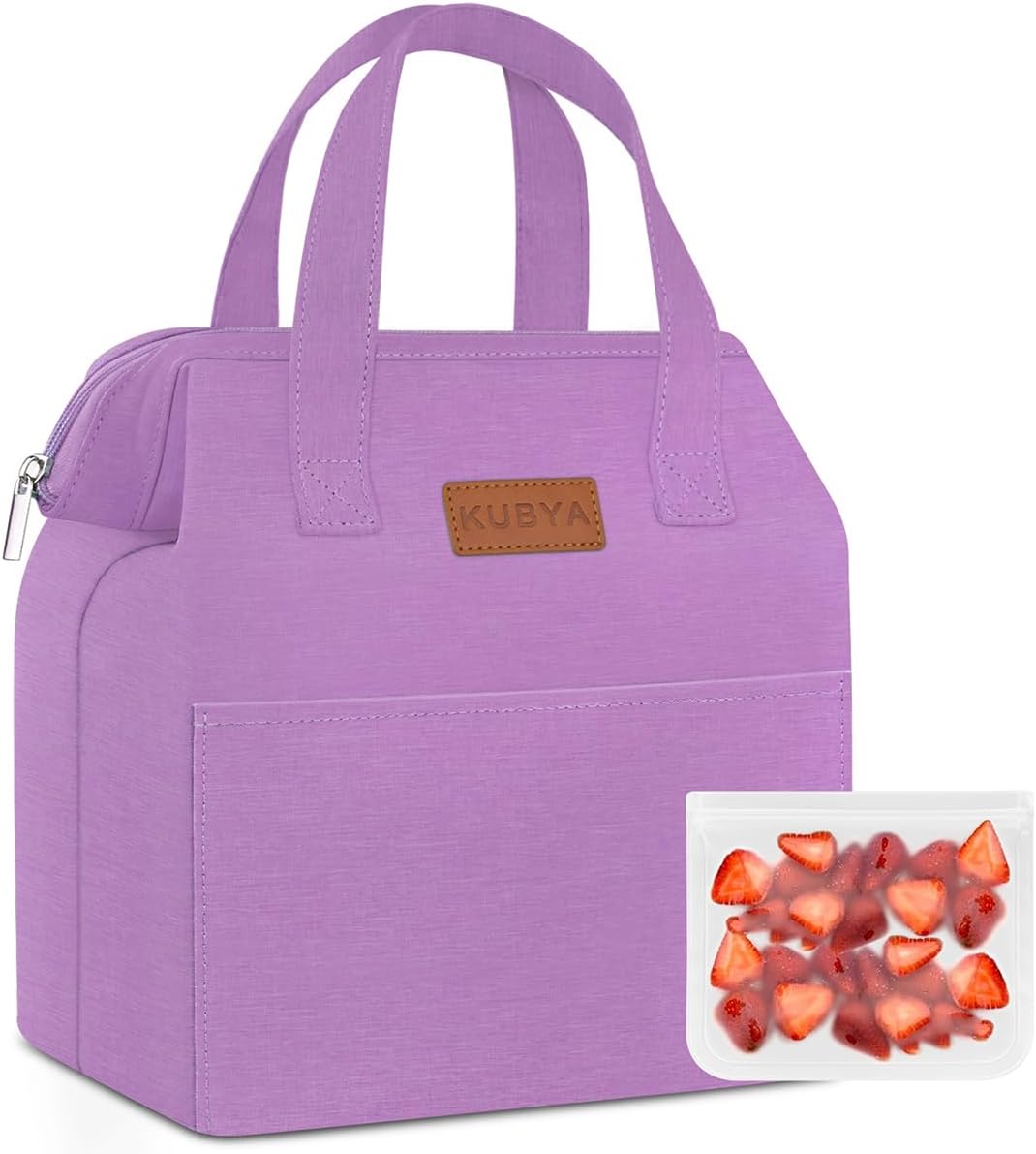 KUBYA Lonchera simple para mujeres y hombres, bolsa de almuerzo aislada y 1 bolsa de almacenamiento, bolsa de almuerzo simple reutilizable para el