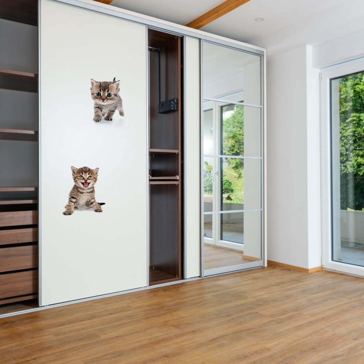 Cieovo Calcomanías de pared grandes con diseño de gatos extraíbles en 3D, calcomanías de pared de animales lindos para niños, carteles de decoración