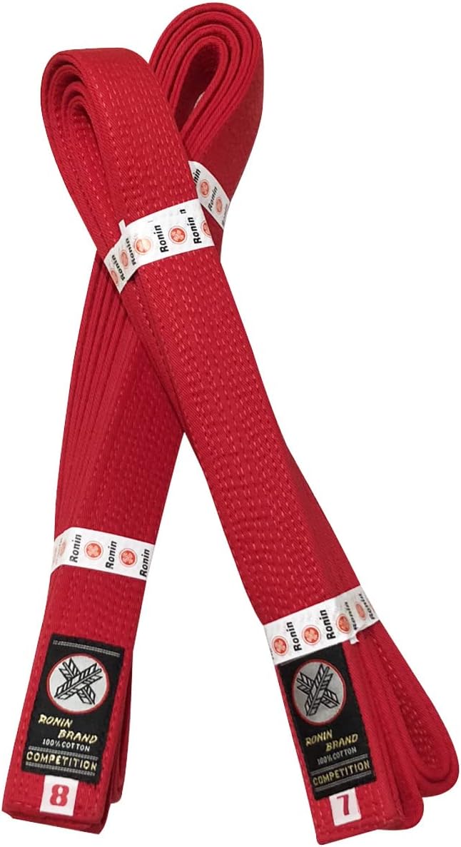 Ronin Deluxe – Cinturón de algodón rojo  Cinturón maestro para karate, Tae Kwon Do, Judo, Jiu-Jitsu artes marciales