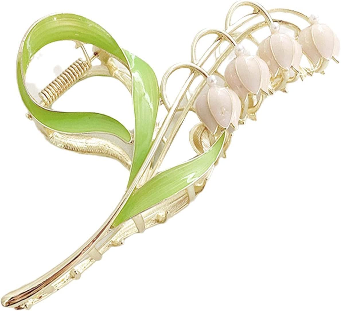 Pinzas para el cabello con flores de lirio de los valles rosados, orquídeas grandes, antideslizantes, fuertes pinzas de metal para sujetar el