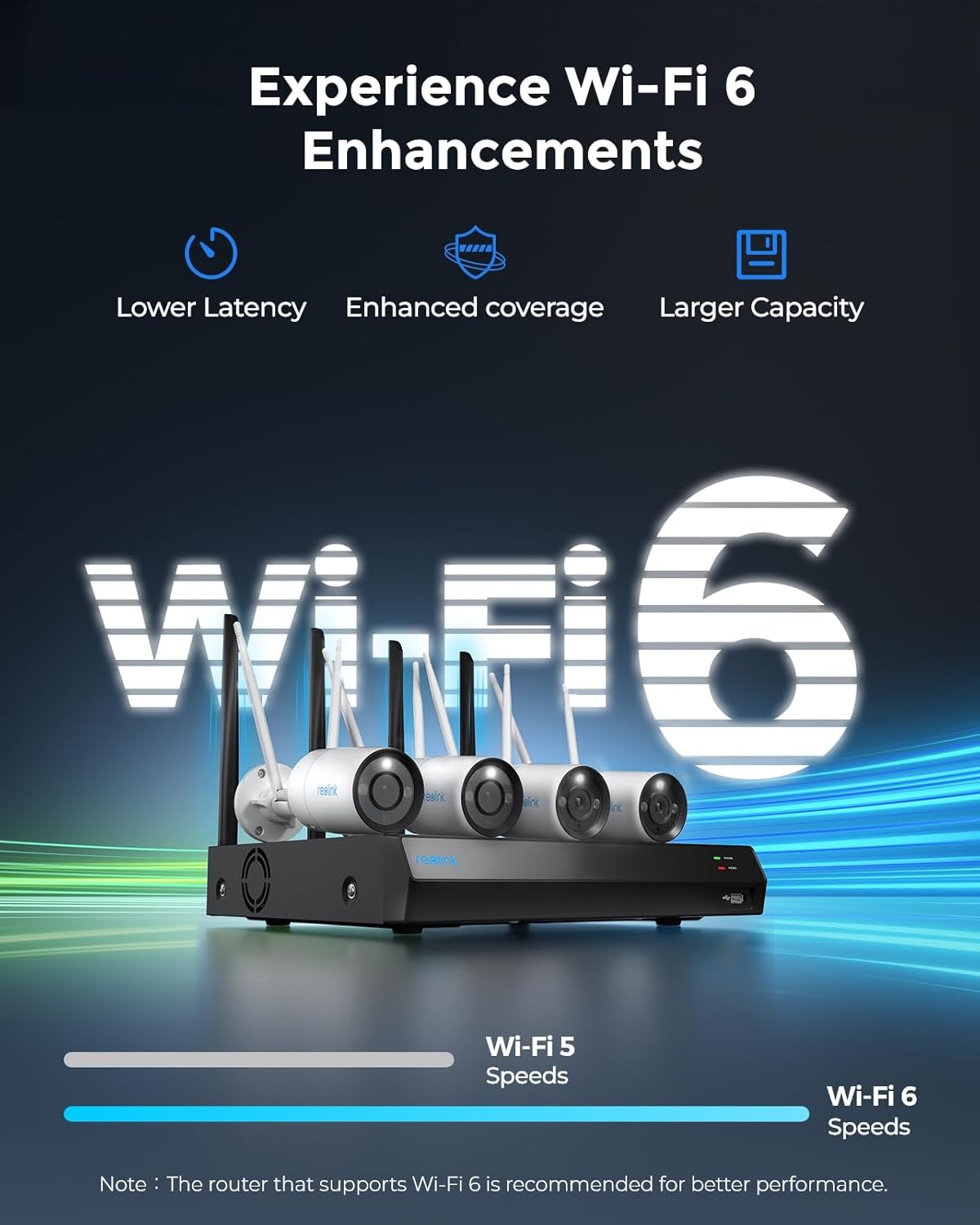 REOLINK Sistema de cámara de seguridad inalámbrica 4K, 4 cámaras WiFi 6 enchufables para exteriores 4K8MP, visión nocturna a color, detección de