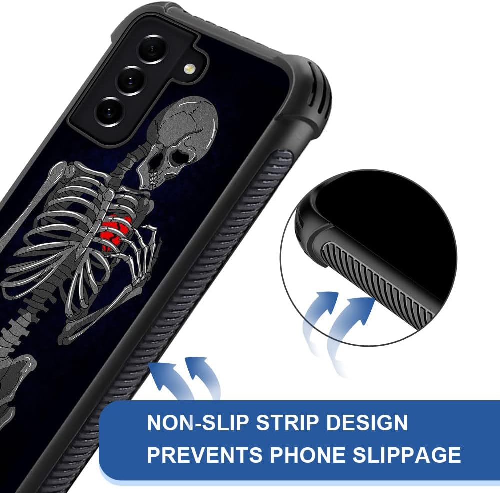ZHEGAILIAN Funda compatible con Samsung Galaxy S21, diseño gráfico de esqueleto de corazón de freno, acrílico, a prueba de golpes, antiarañazos,