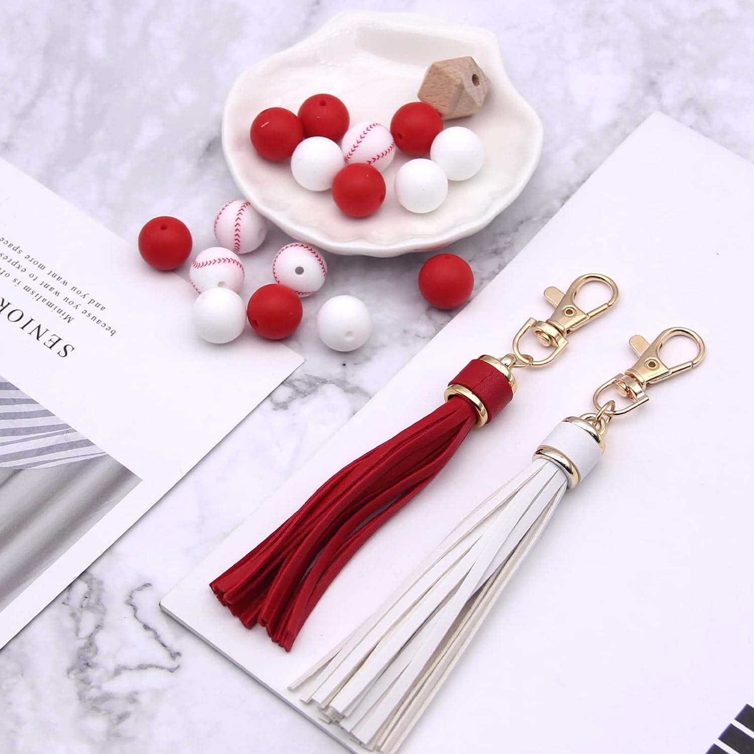 Kit de cuentas de silicona para hacer llaveros, cuentas de goma a granel para bolígrafo, joyería, pulsera, collar con llavero, borla, cuerda