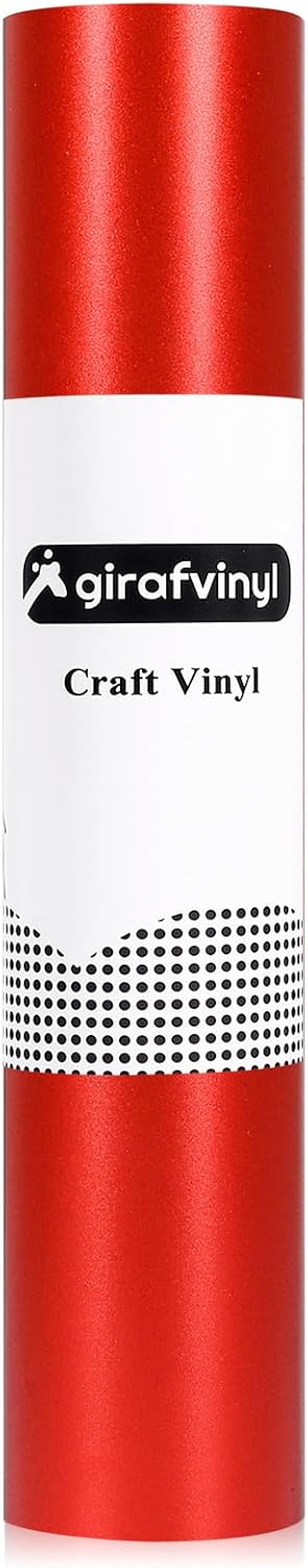 GIRAFVINYL Vinilo permanente rojo, rollo de vinilo metálico mate de 12 pulgadas x 6 pies, vinilo adhesivo rojo para decoración del hogar, automóvil,