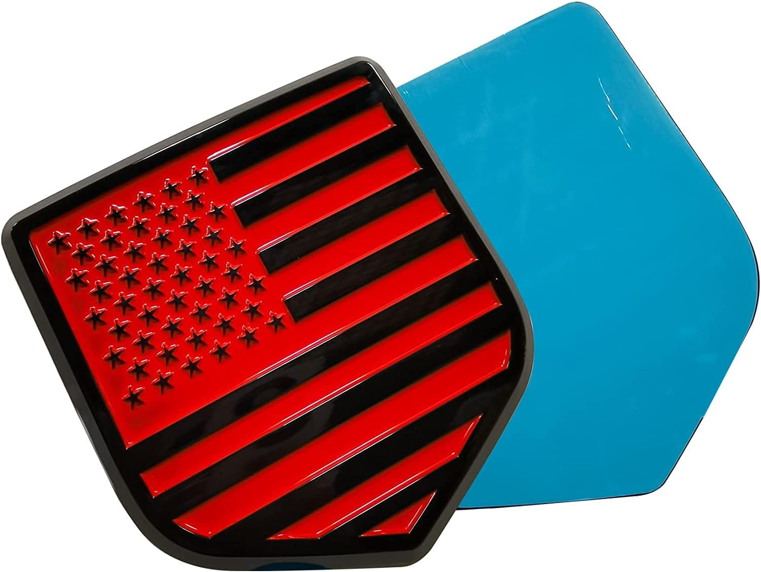 Zhizhong Emblema para portón trasero, insignia de la bandera estadounidense compatible con RAM 1500 2500 3500 2009-2018 (rojo)