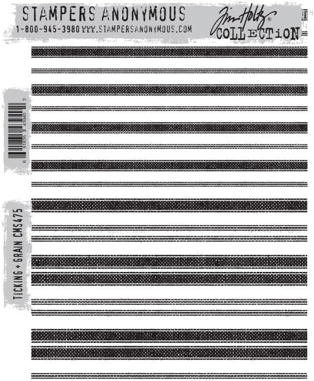 Tim Holtz Ticking + Juego de sellos de grano  Bolsa de almacenamiento de malla Carnora, lanzamiento de septiembre de 2023 (CAR2CMS475)