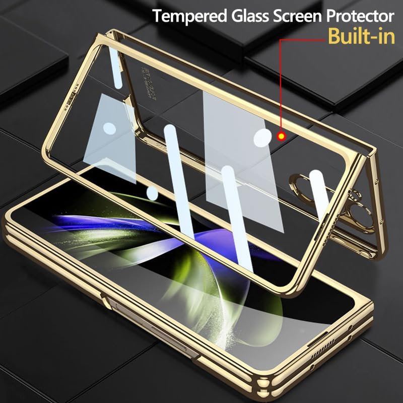 Funda para Samsung Galaxy Z Fold 5 Funda transparente con protector de pantalla, transparente, transparente, transparente, delgada, policarbonato