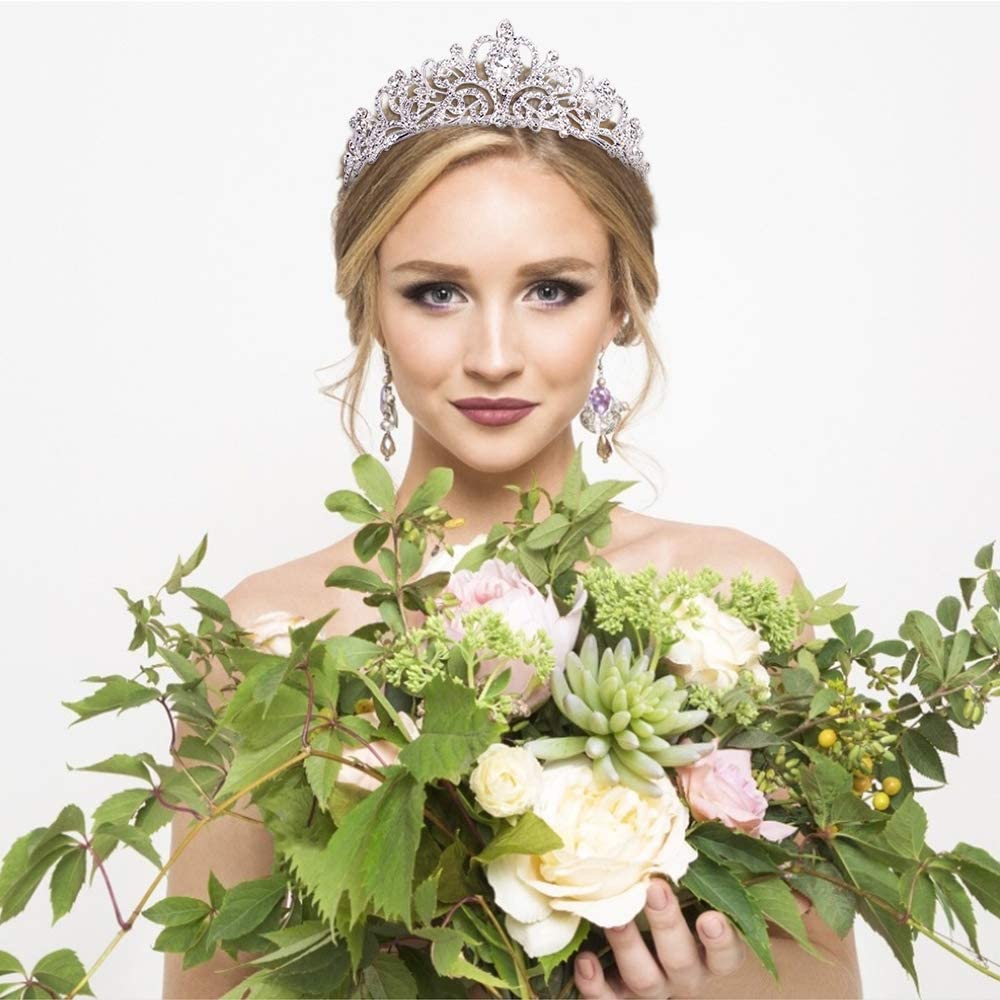 Tiaras de corona de plata para mujer, tiaras de corona de princesa y coronas para mujeres, tiaras para niñas, diadema de novia para boda, corona de