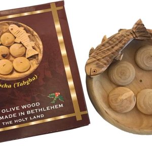 Holy Land Market Multiplicación de pescado y pan dos peces y cinco panes tallados en madera de olivo de Belén (placa de 3,5 pulgadas) Holy Land Market Multiplicación de pescado y pan dos peces y cinco panes tallados en madera de olivo de Belén (placa de 3,5 pulgadas)