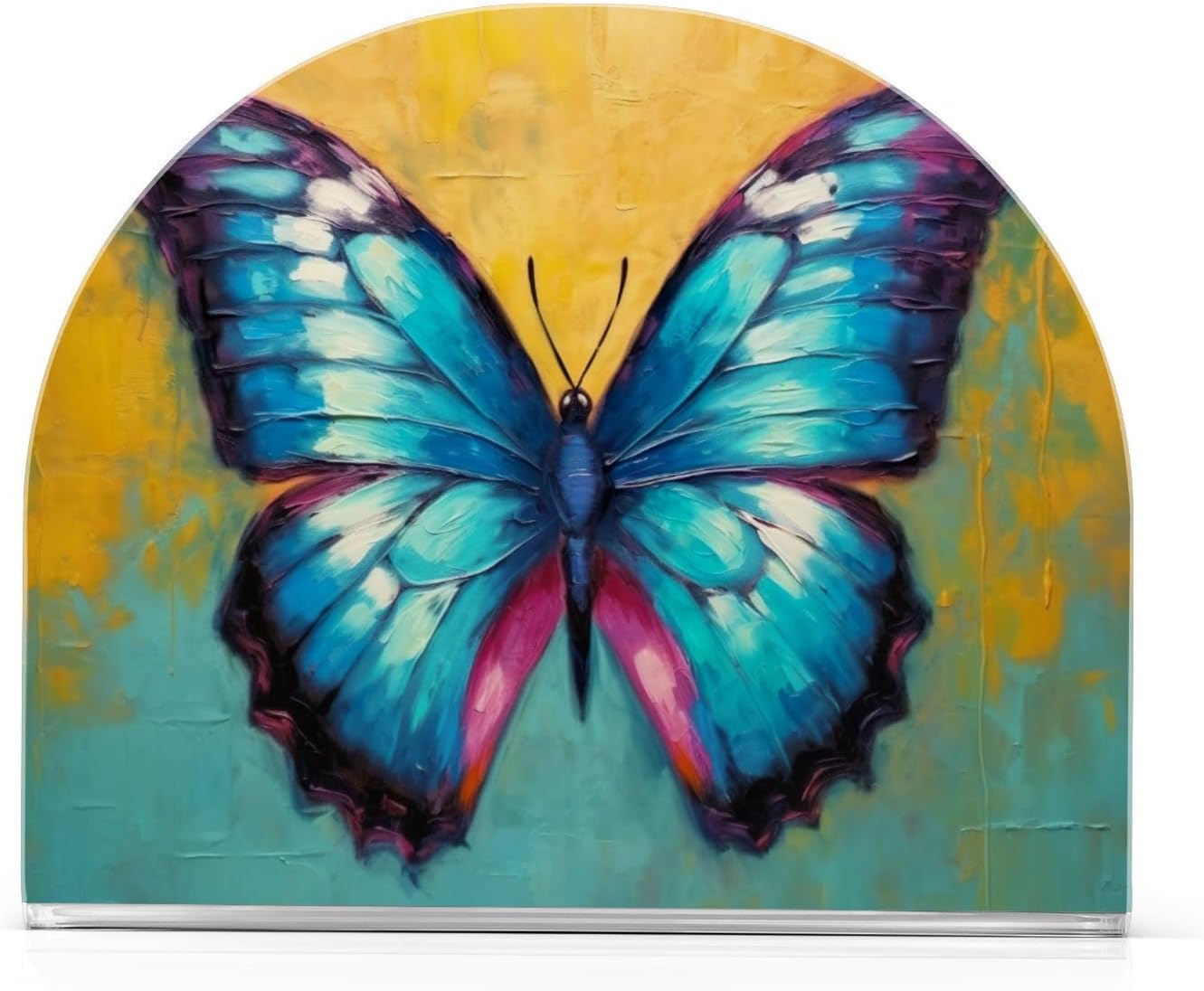 Napkin Holder Butterfly Painting Napkin Holders for Tables, Clear Acrylic Napkin Holders Cocktail Napkin Holder for Kitchen Restaurant Bar Home