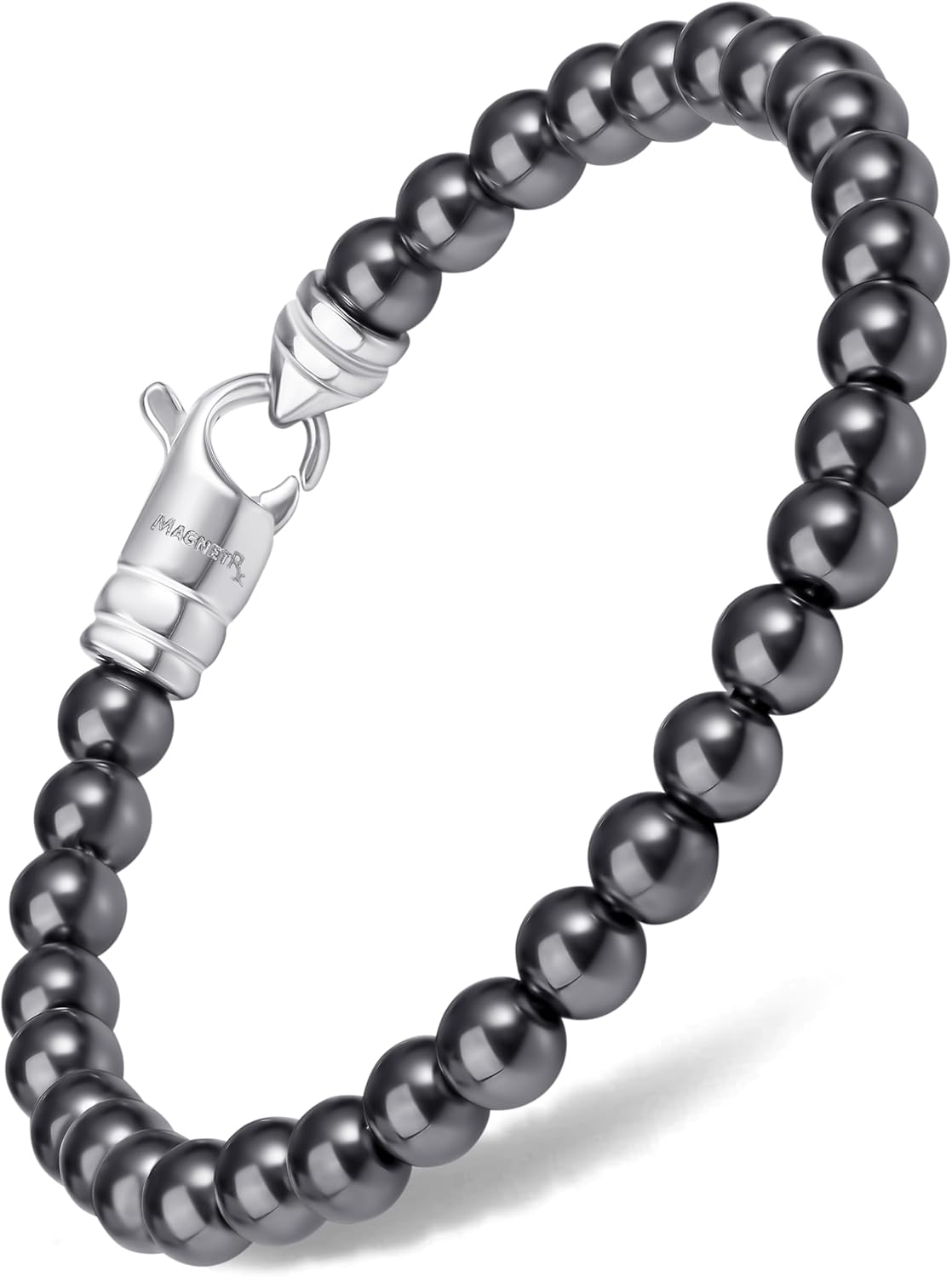MagnetRX Pulsera magnética de hematita, piedras magnéticas de fuerza máxima, elegantes pulseras magnéticas de hematita con cuentas, Hematita,