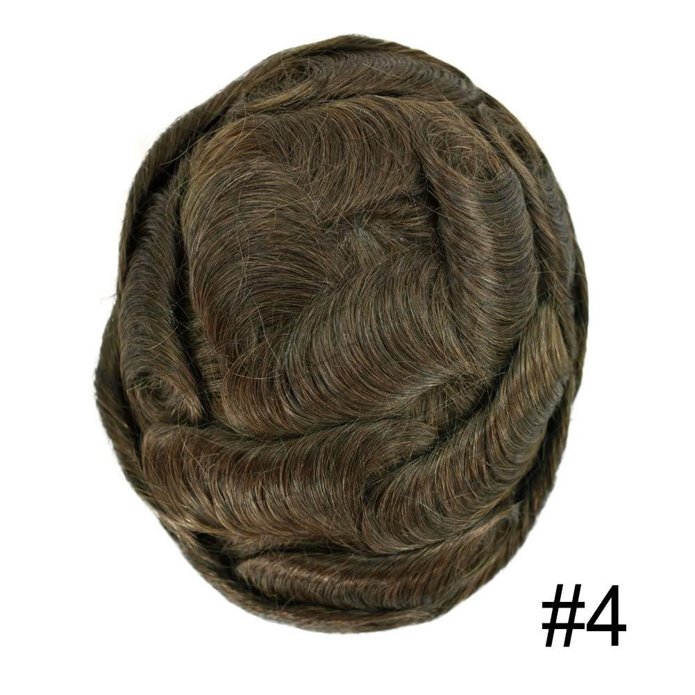 Sistema de reemplazo de cabello tipo tupé para hombre, piezas de cabello de encaje de monofilamento fino duradero para hombres, negro, marrón,