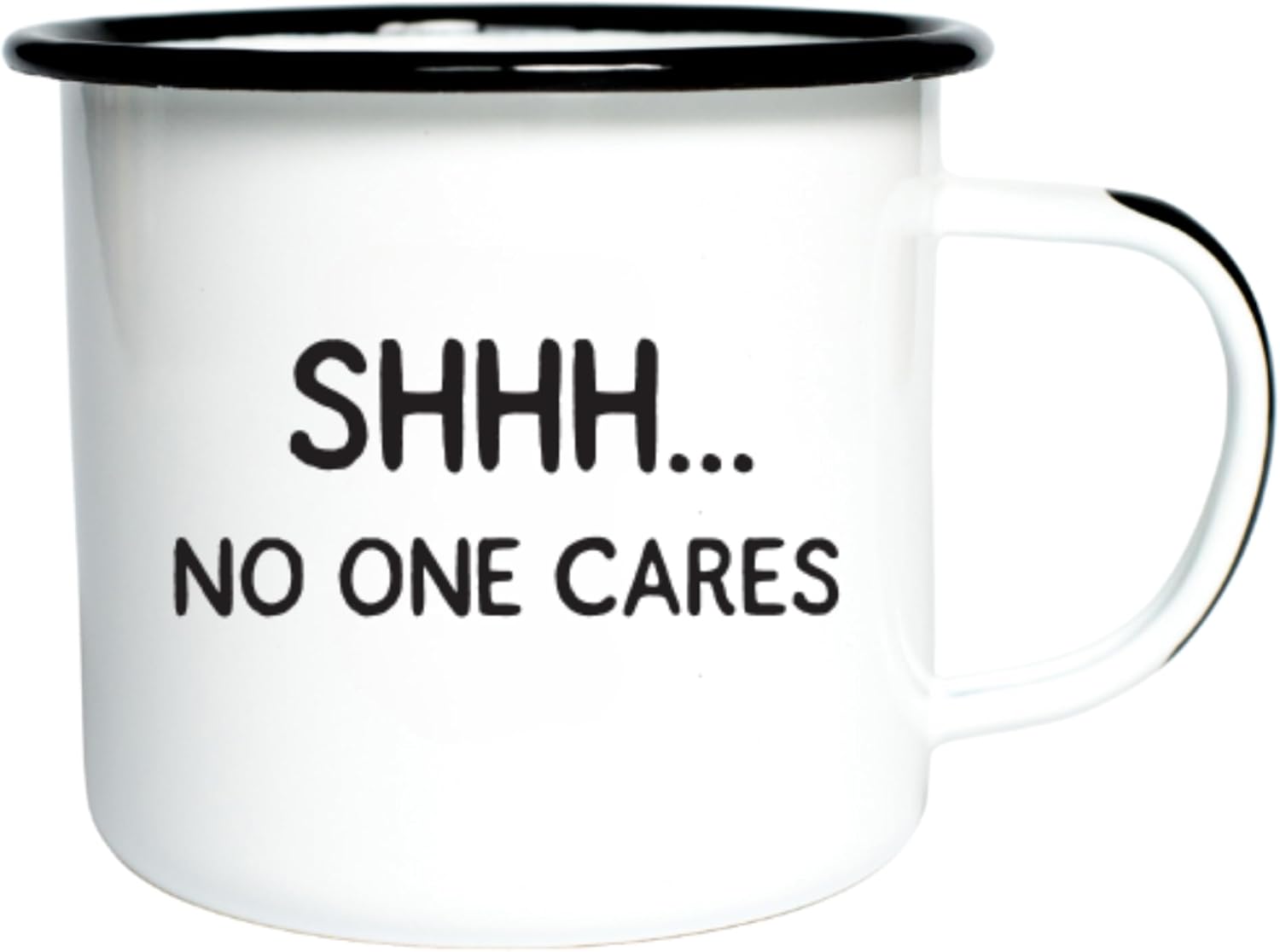 SHHH A Nadie le importa  Taza esmaltada de café  Regalo divertido para los amantes del vodka, ginebra, bourbon, vino y cerveza  Gran taza de oficina