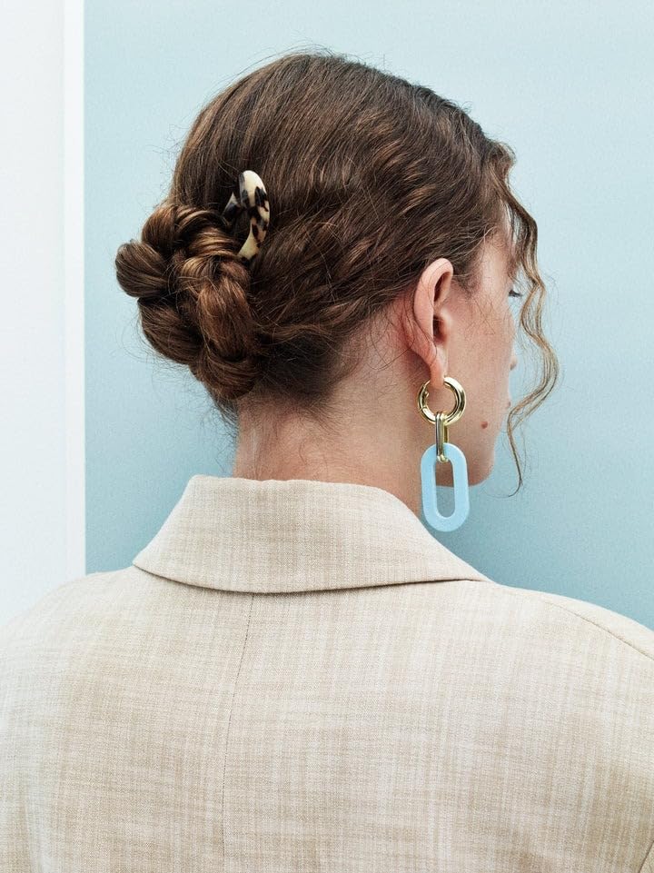 MACHETE Horquilla francesa de acetato italiano para cabello fino y grueso en terrazo, accesorios de peinado para mujeres y niñas de 5 pulgadas
